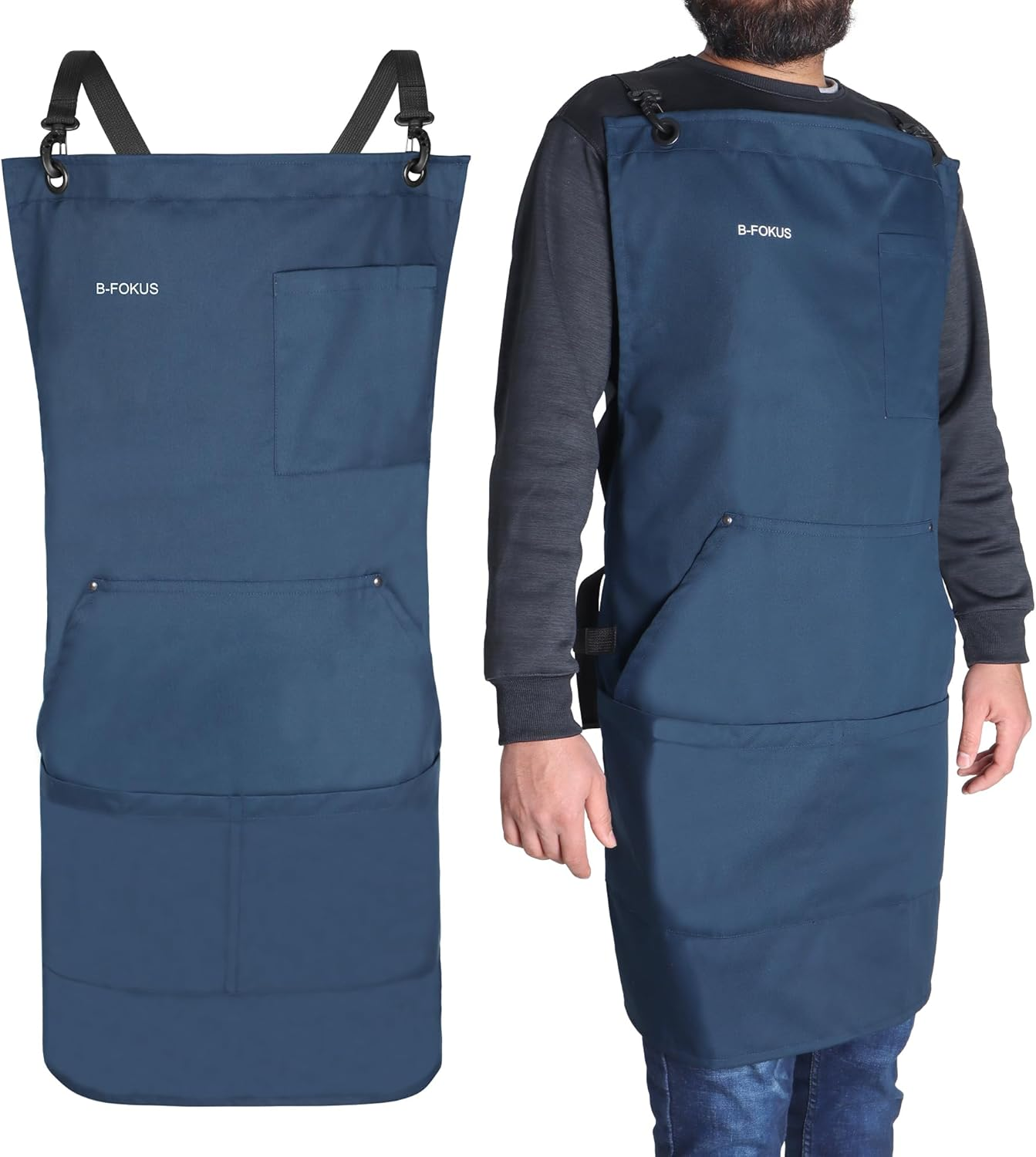 Premium Multi-Use Cotton Canvas Apron &ndash; Durable 10Oz Adjustable Aprons for Cooking, BBQ, Crafting with Pockets, Brass Hardware, Aprons for Women and Men, Chef Apron, Waterproof Apron