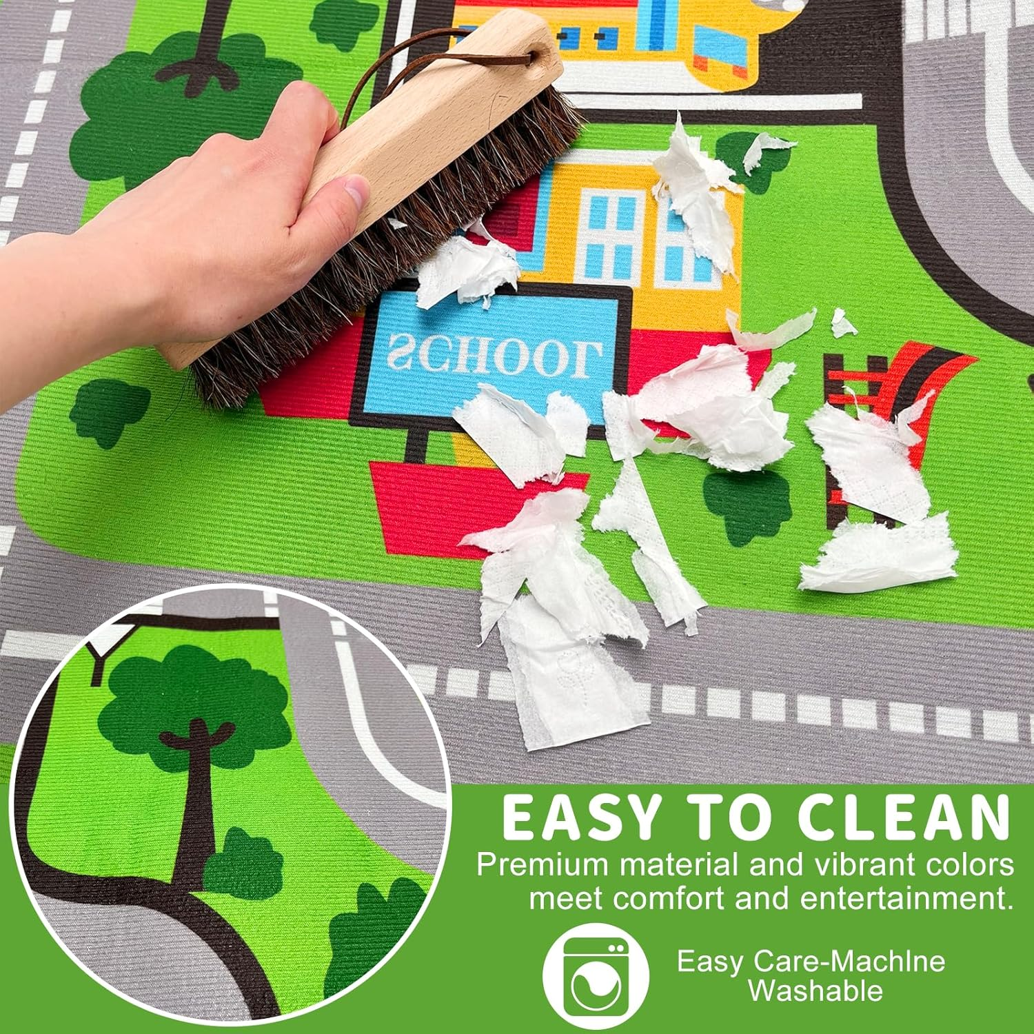 Kids Play Rug Carpet Town City Industrial Farm Road Car Mat 160X120Cm Kids Playmat Exercise Mat Learning Educational Area Rug for Children Boy Girl Kids Bedroom Playroom (Style B, 120X160Cm) image number 3