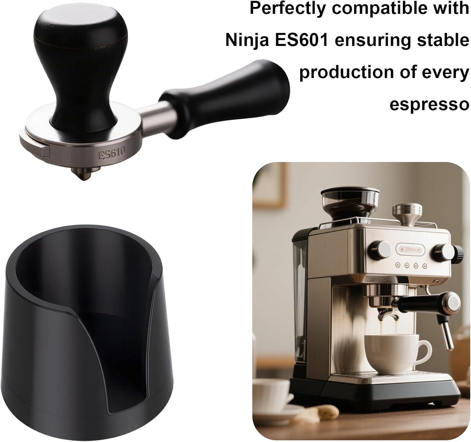 Coffee Tamper Base for Ninja Espresso ES601, Anti-Slip PETG Base Accessories Compatible with Handheld Portafilters Espresso Tamper Tools for Ninja Luxe Coffee Machines