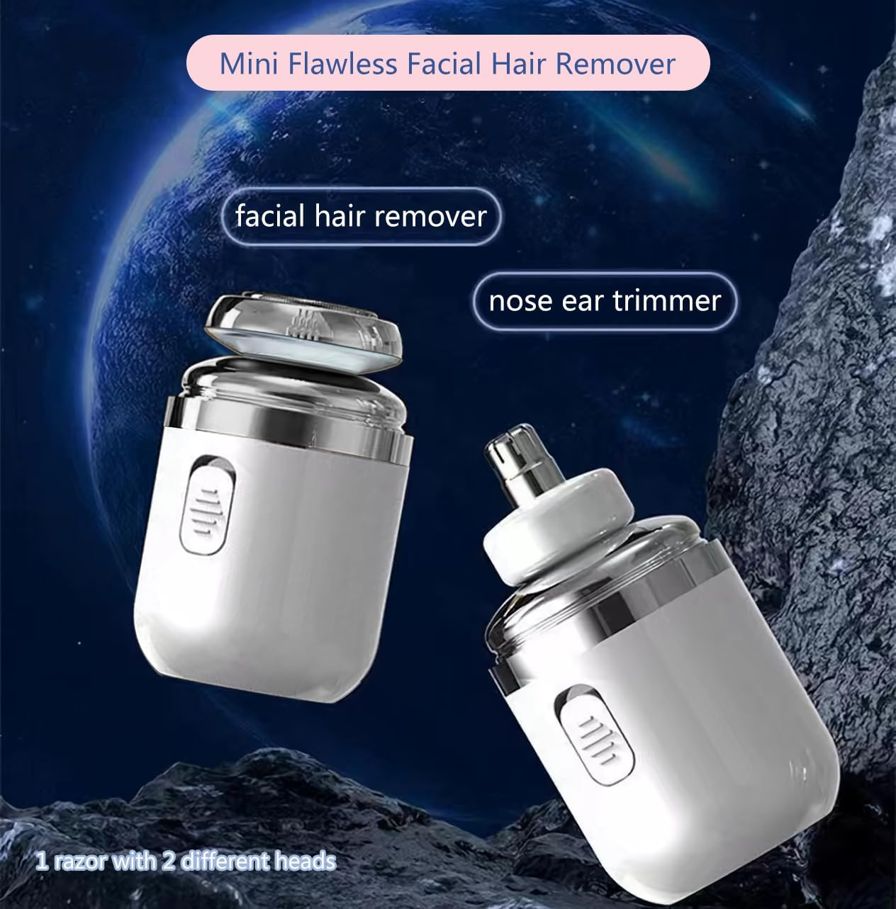Reelau Flawless Facial Hair Remover for Ladies, Electric Travel Razor for Women Painless Removal of Facial Hair Rechargeable Mini Travel Trimmer for Women Travel Essentials Razor for Sensitive Skin image number 4