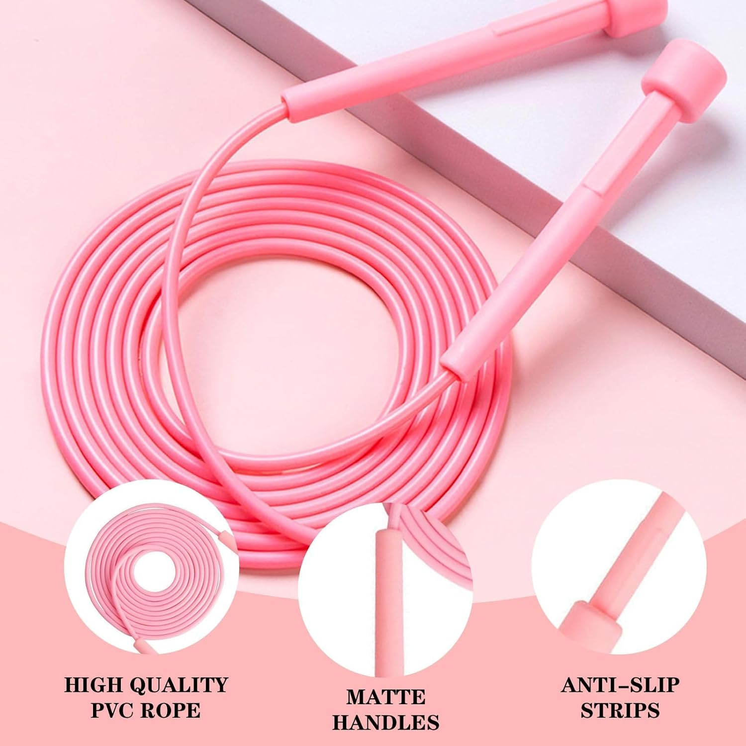 2-Pack Speed Skipping Jump Ropes for Fitness Workout Training, Adjustable Lightweight Rope for Adults, Kids, Blue+Purple, Training for Weight Loss, Exercising to Burn Fat image number 3