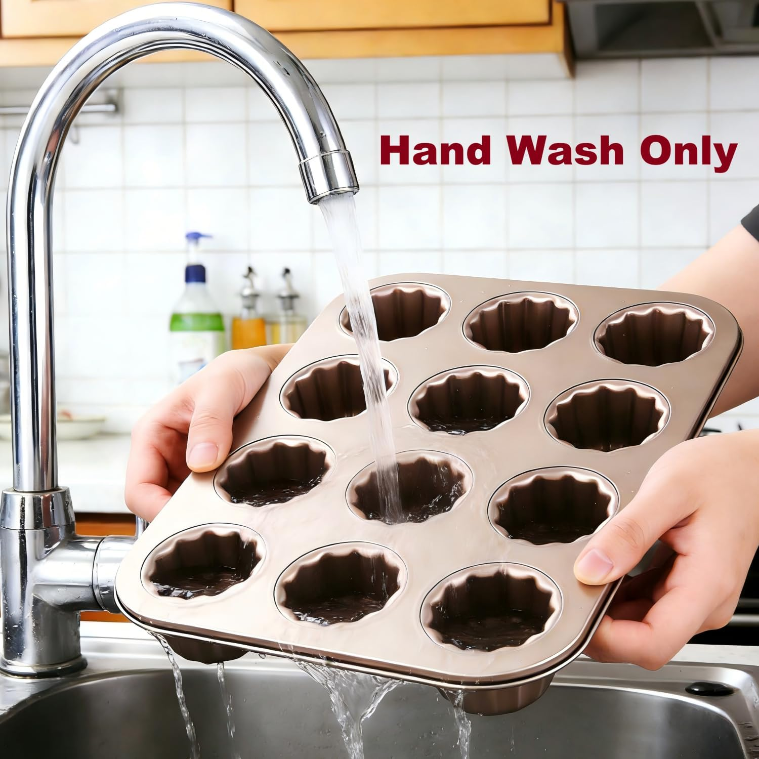 Itoids 12 Cups Canele Mold Cake Pan, Non-Stick Baking Pan for Oven, Carbon Steel Bakeware Tools, French Pastry Molds, Muffin Cupcake Pan (12-Cavity) image number 5