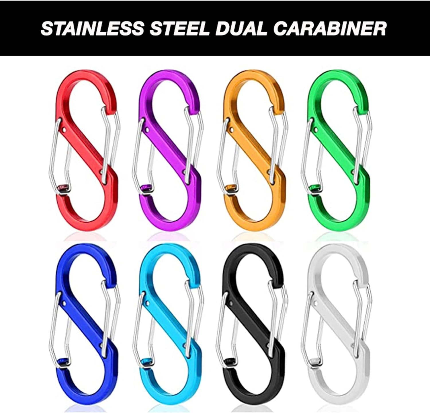 6PCS S Shape Dual Clips Mini Carabiner - Keychain Aluminum Durable Quick Release Auto Locking D-Shape Wire Gate Clip for Home Rv Camping Fishing Hiking Traveling and Sports Outdoors (Silver) image number 6