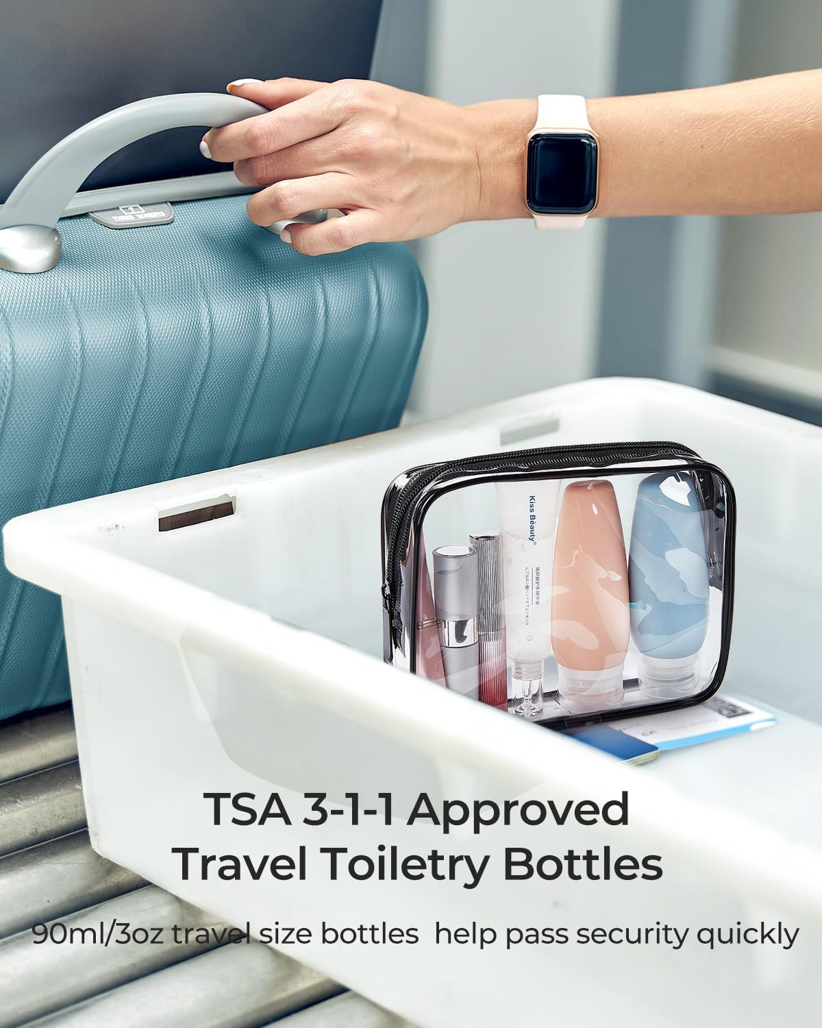 4 Pack 90Ml Silicone Travel Bottles Set for Toiletries, TSA Approved Travel Toiletries Bottles Travel Size Containers Leak-Proof Travel Size Bottles for Shampoo Body Lotion, Travel Essentials image number 1