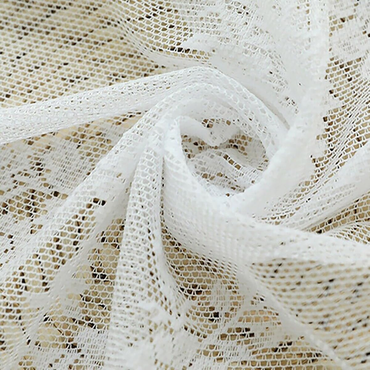 AIMALL Elegant White Lace Curtains, Punch-Free, Rod-Wearing Design, Ideal for Bedroom and Bay Windows image number 3