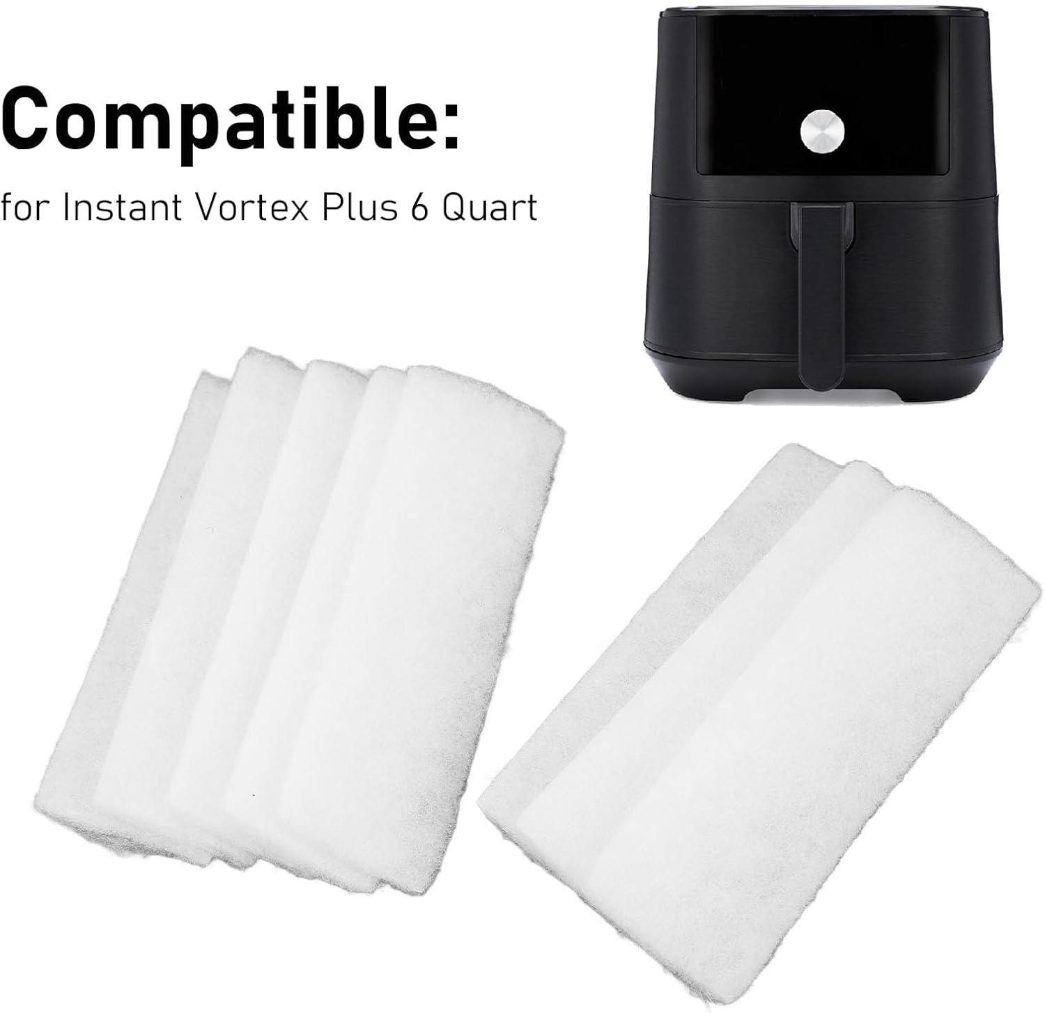 8PCS Fryer Replacement Filter for Instant Vortex plus 6 Quart Fryer with Clearcook Odorerase, Fiber Air Fryer Replacement Filter Durable Air Fryer Accessories Replacement Filters image number 1