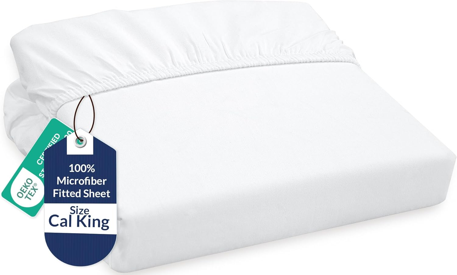 Royale Linens Fitted Sheet California King - Ultra Soft 1800 Brushed Microfiber - Hotel Luxury Bottom Sheets - Wrinkle Free & Fade Resistant - Deep Pocket Fitted Sheet Only (King Cal, White) image number 4