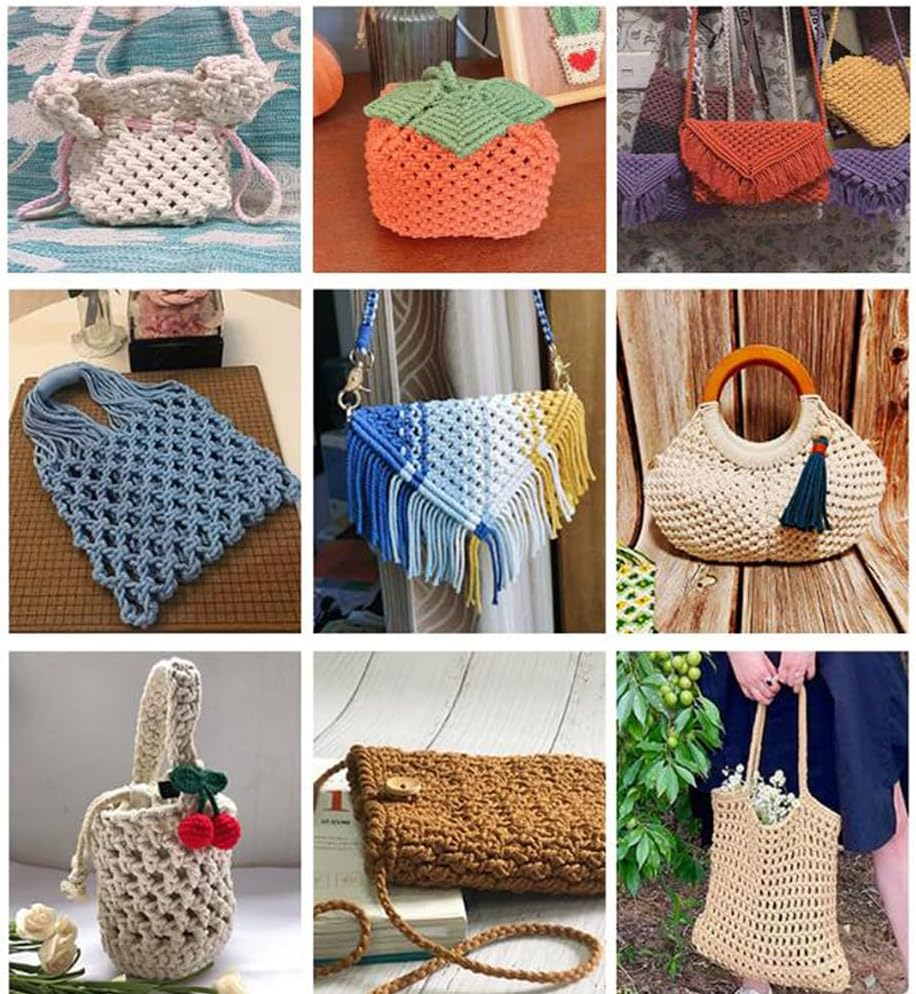 5 Rolls Natural Macrame Cord, Betterjonny 3Mm X 270 Yards Colored Macrame Rope, 4 Strand Twisted Cotton Rope Macrame Yarn, Colorful Cotton Craft Cord for Wall Hanging, Plant Hangers, Knitting, DIY - Big Red/Brick Red/Deep Pink/Light Pink/Wine Red image number 7