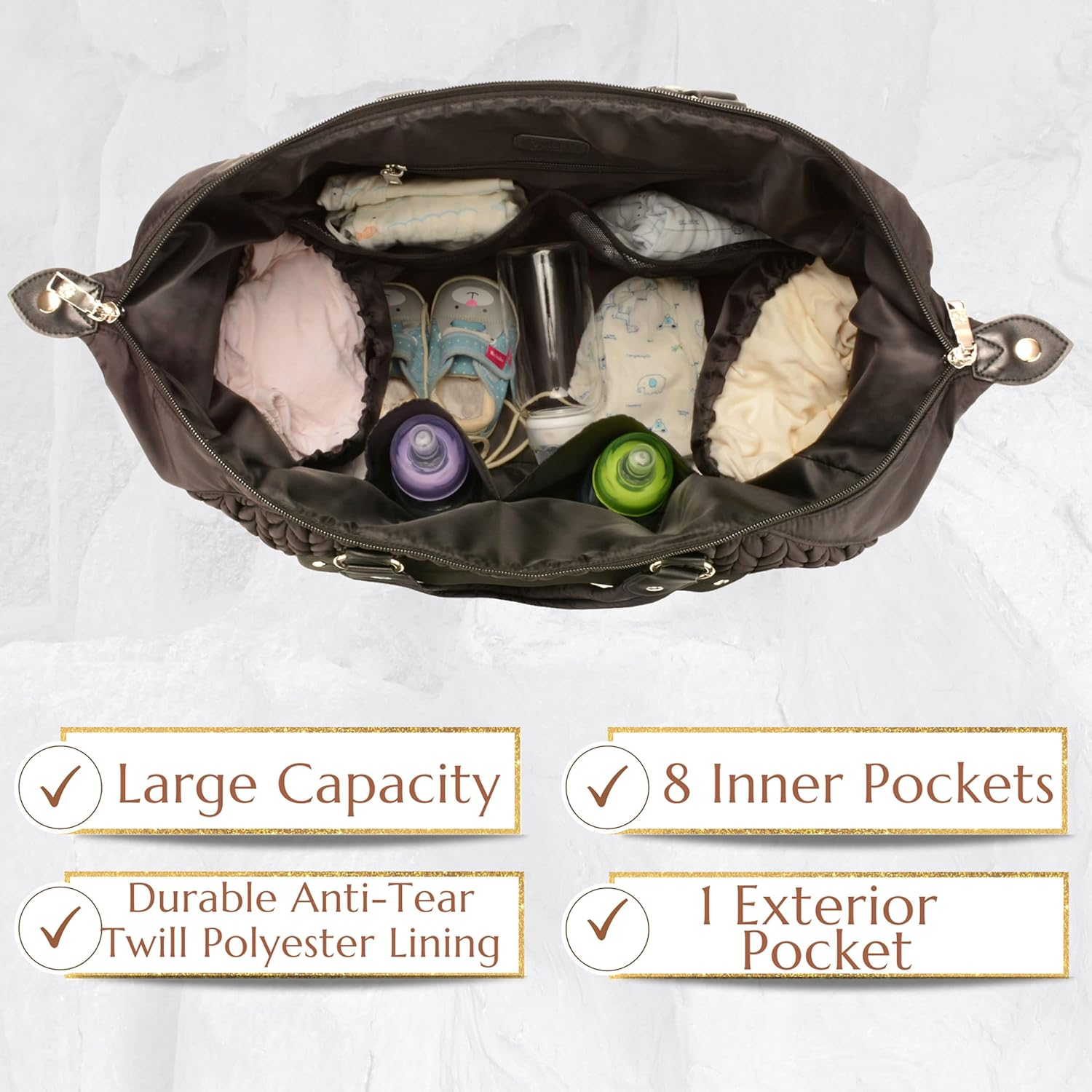 Diaper Bag Tote Baby Nappy Changing Bag Multifunction Large Baby Travel Handbag for Mom - Dusty Rose image number 4