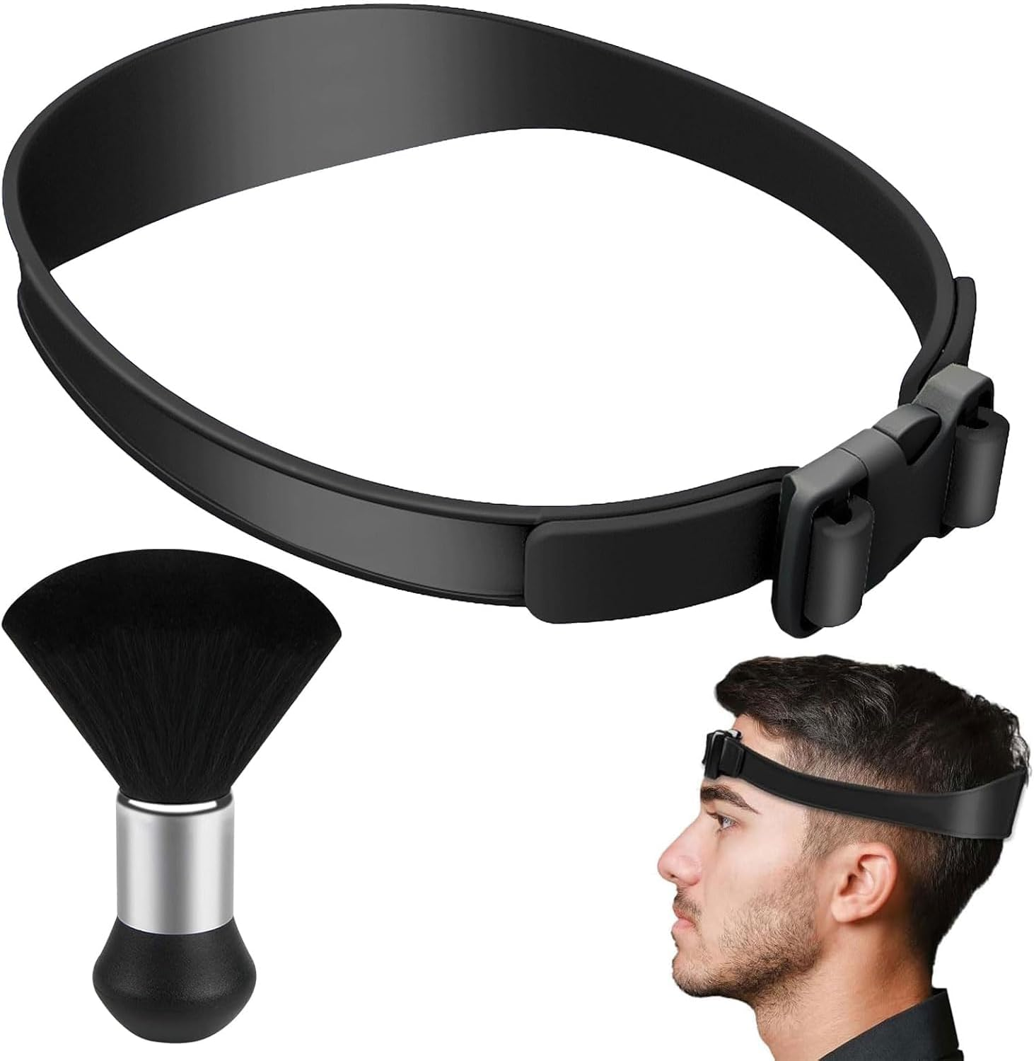 Neckline Shaving Template and Hair Trimming Guide, 1Pc Neckline Shaving Template and Adjustable Hair Trimming Guide,Silicone Haircut Band Haircut Template,Adjustable Hair Trimming Guide with Fade Comb image number 4