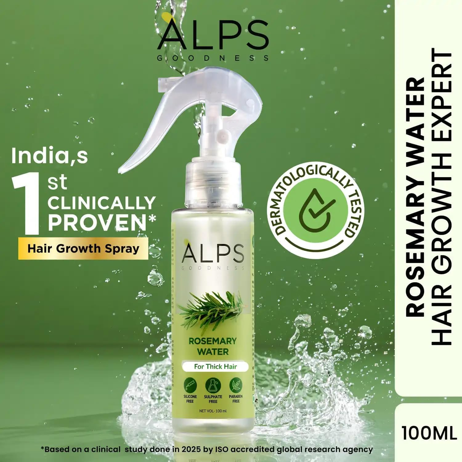 Alps Goodness Rosemary Water Spray for Hair Growth (100 Ml) | Hair Spray for Regrowth | Rosemary Mist | Adds Shine | Helps Reduce Hairfall | Strengthens Hair | Suitable for All Hair Types |