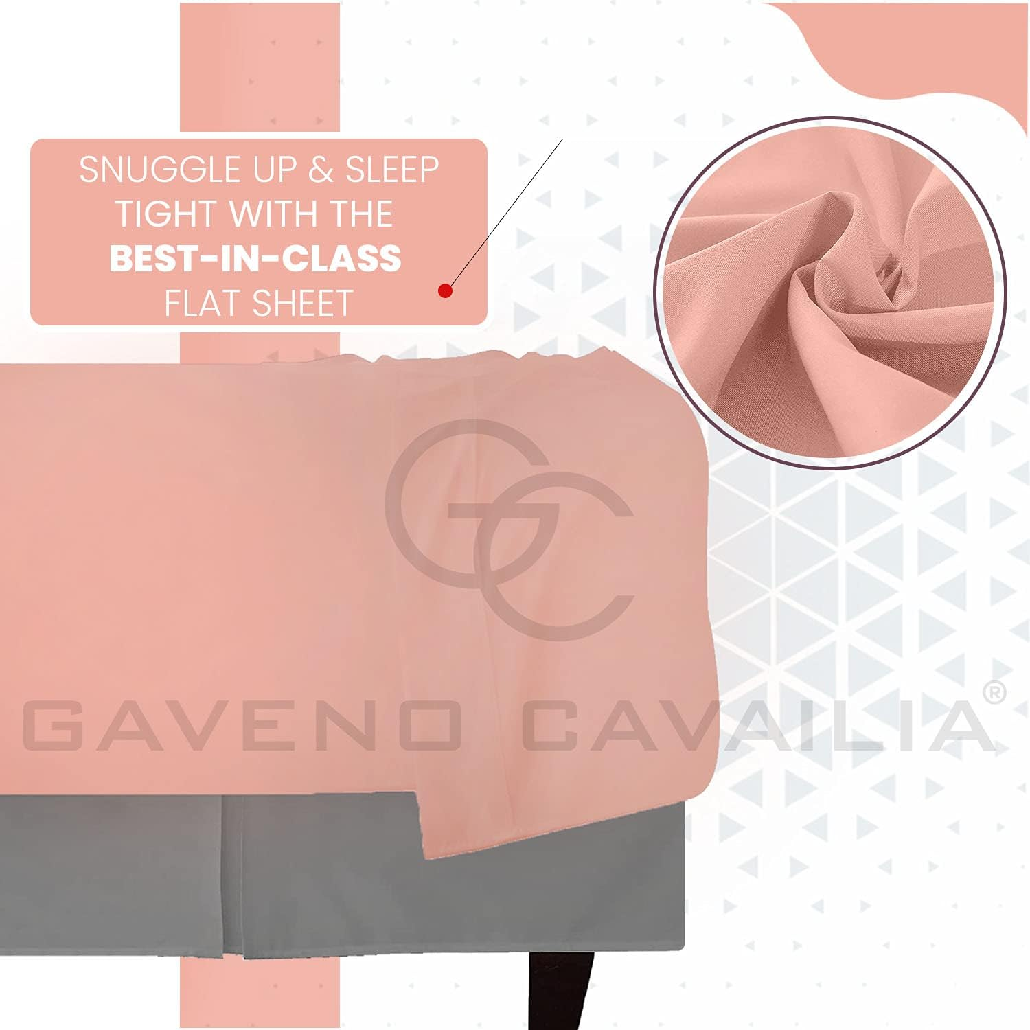 Hotel Quality King Size Flat Sheet- Polycotton Fabric Percale Non Iron Bedding- Super Soft Bedding Linen Set- Blush Pink image number 4