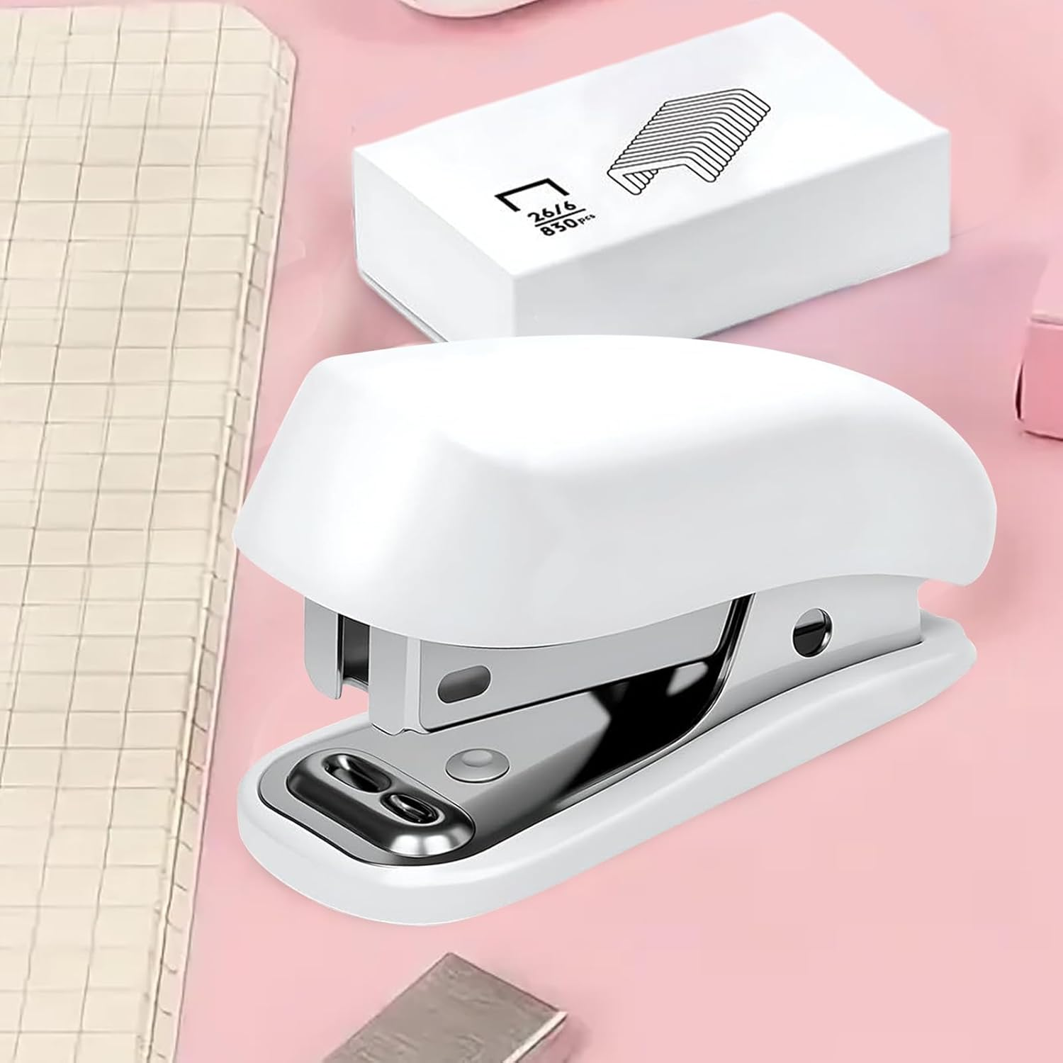 Mini Stapler - Built-In Staple Remover Office Stapler,Cute Booklet Paper Binding Tool Teacher Supplies for Desktop School Home Studio Classroom Outdoor - Blue image number 6