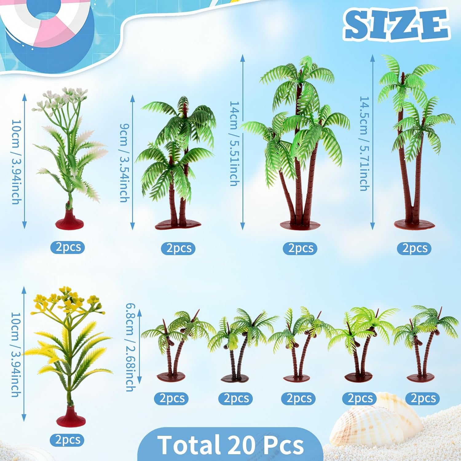20 Pcs Model Palm Trees Miniature Coconut Plastic Scenery Tree Diorama Artificial Rainforest Landscape Mini Plant Train Railroad Building Decoration DIY Cake Topper image number 4