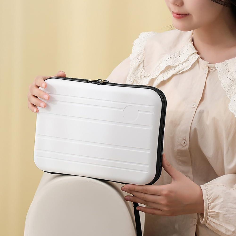 Jikfete Hard Shell Portable Cosmetic Toiletry Bag, Large Capacity Light Waterproof Beauty Makeup Travel Protective Storage Case Box, Large White, Fashion image number 3