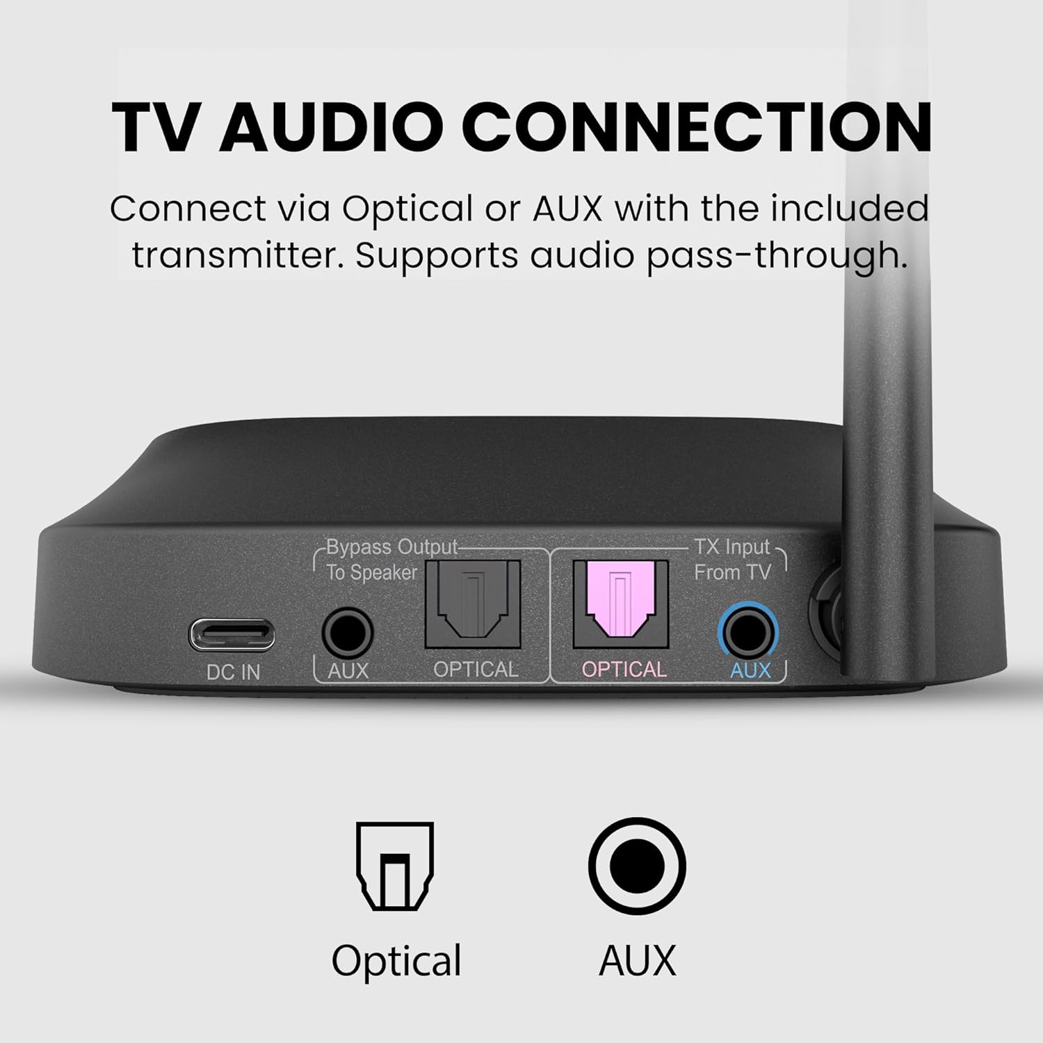 Avantree HT5009 plus &ndash; Wireless TV Headphones for Tvs with Optical (TOSLINK) or AUX Audio Output, Clear Voice and Volume Boost, Comfortable Over-Ear Fit, 60H Battery Life, Charging Dock Included image number 4