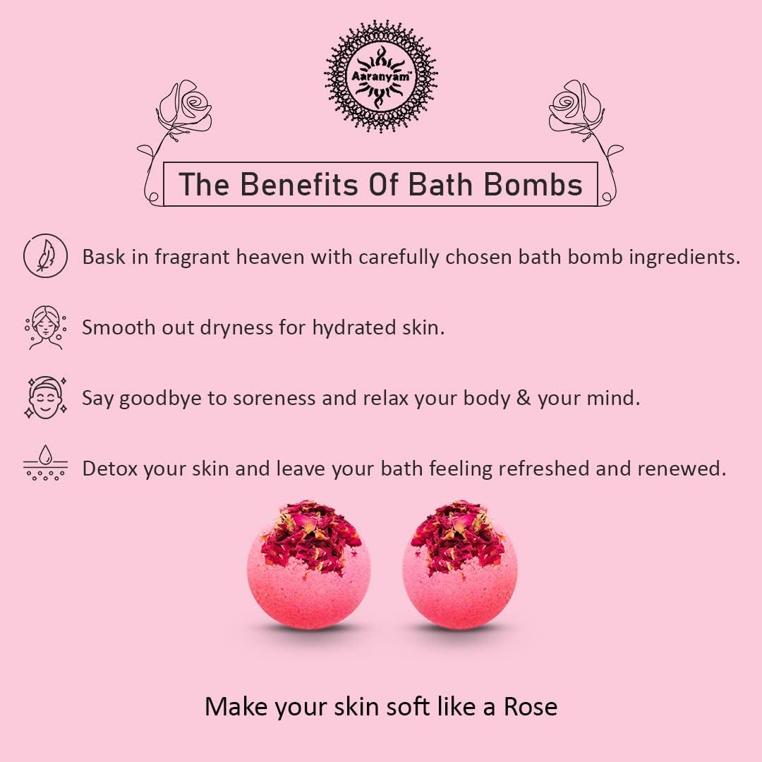 Aaranyam Romantic Rose Spa Gift Set - Handmade Bath Bombs - Luxurious Spa Hamper for Women - Great Gift Hamper for Birthday, Anniversary, Festivals, Party Return Gift - Home Spa Gift image number 1