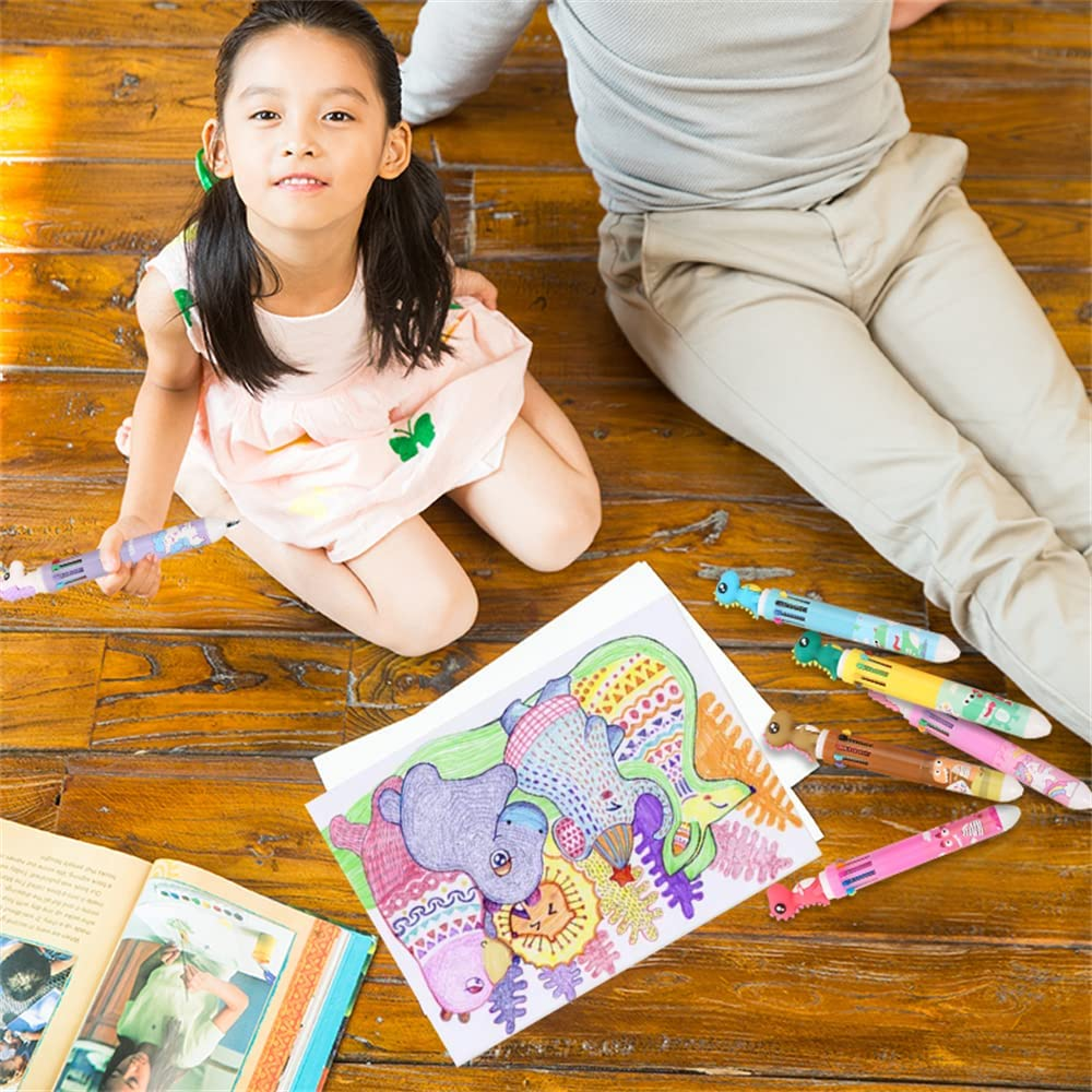 12 Pack Multicolor Pens in One 0.5Mm, Retractable Ballpoint Pens,6 Solid Colors Ball Point Pen in One for Kids,Rainbow Pens for School Office Supplies Students Children Gift (Unicorn Series) image number 5