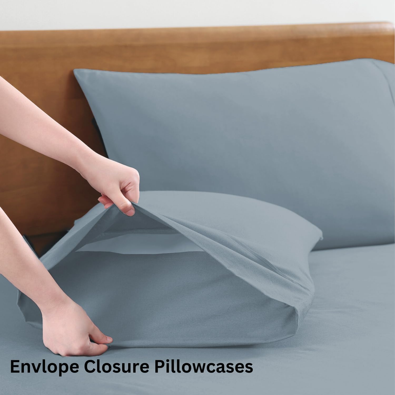 LANE LINEN 144TC Single Bedsheet with Pillow Cover | 100% Organic Cotton 2 Pc Bedding Set (2.24 M X 1.5 M) | Eco-Friendly & Sustainable | Luxury Bedding Set (French Blue,Single) image number 2