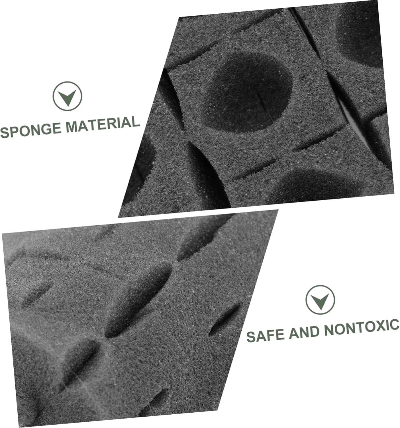 Gatuida Soilless Hydroponic Sponge Seedling Block for Vegetable Cultivation 2Pcs Black Square Sponge Tray for Indoor Balcony Gardening Tools image number 2