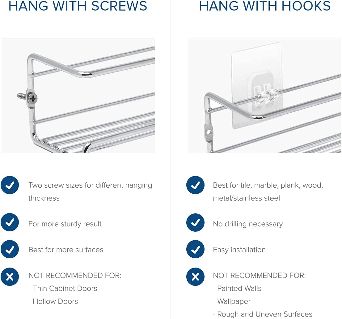 Joeji'S Kitchen 4-Tier Silver Spice Rack Organiser Wall Hanging Spice Shelf Herb Rack Seasoning Organiser - Spice Rack for Spices, Condiments, Cooking Tools image number 1