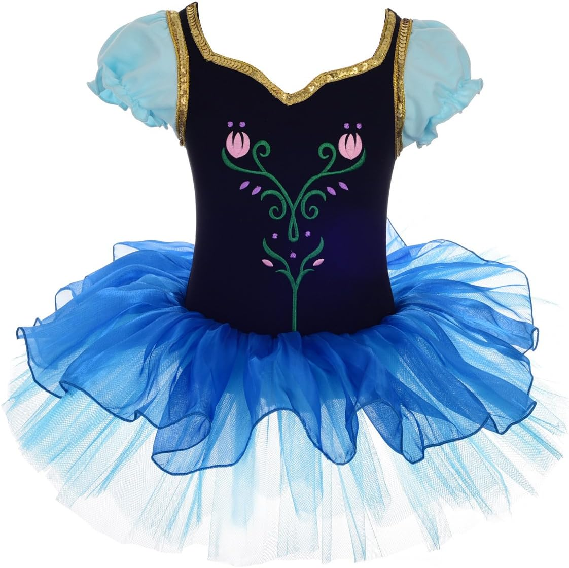 Dressy Daisy Ice Princess Ballet Tutu Dress for Toddler & Little Girls Ballerina Dance Costume Outfit Dancewear Size 2 to 7 Blue 059