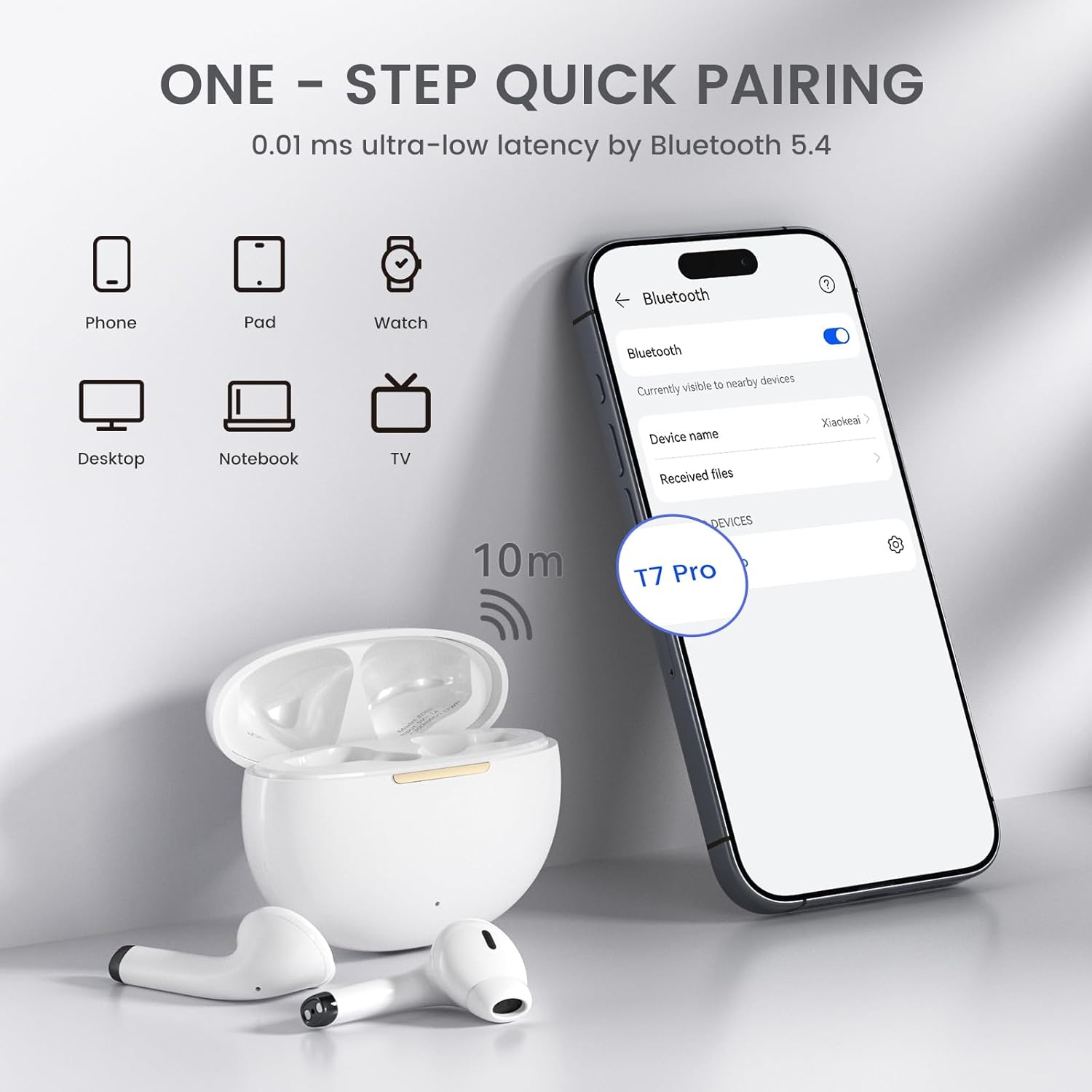 Wireless Earbuds for Samsung S23 S24 S25 Ultra S21 S22 A35 A15 for Iphone 16 Pro 15 True Bluetooth 5.4 Headphones Ear Buds Ultra Comfort in Ear Earphones, Deep Bass Hifi Stereo, Sweat Resistant, Mic image number 5