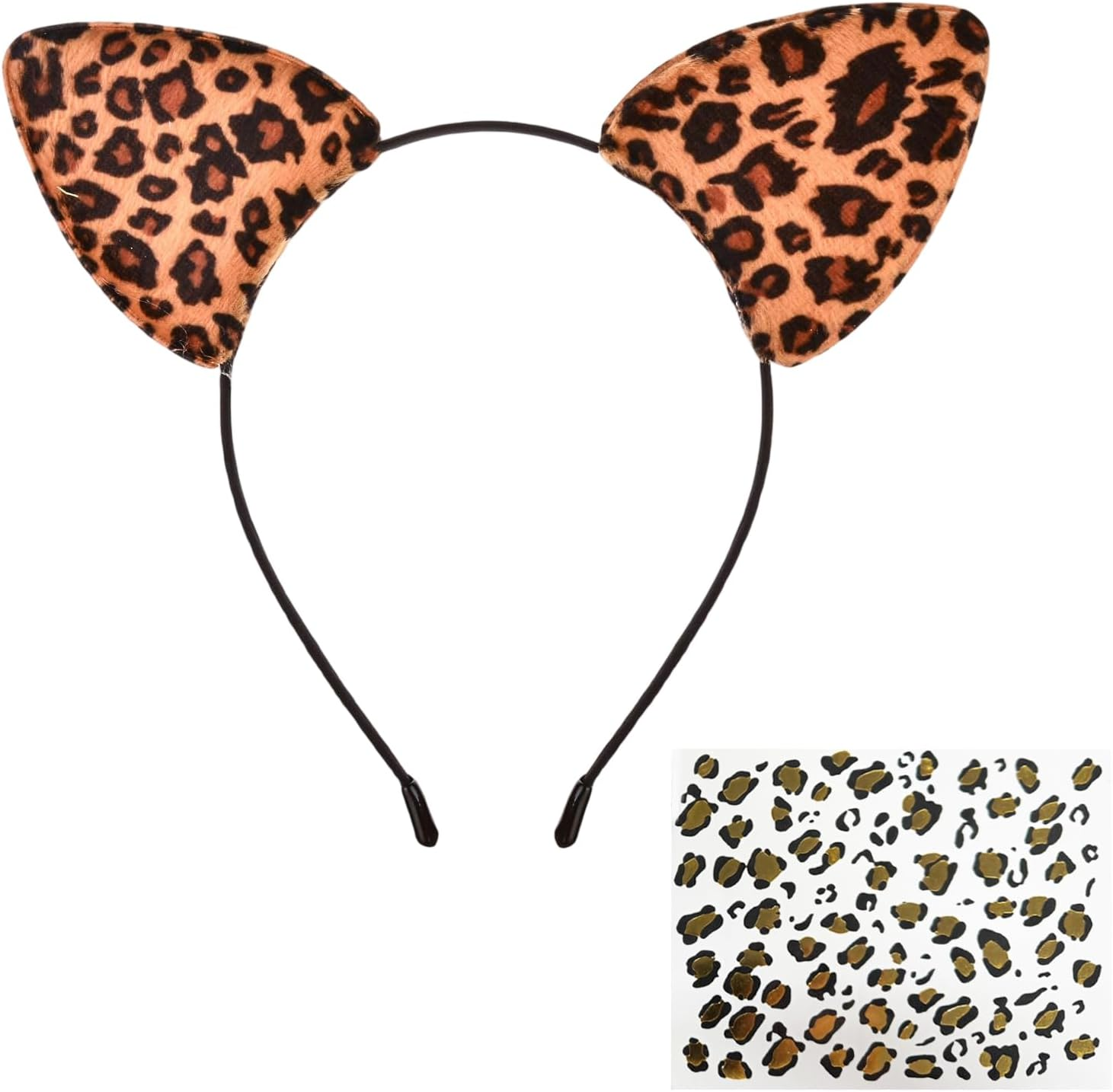 Cosblisvia 1 Pc Leopard Print Ears, Leopard Ears Headband, Leopard Costume Accessories for Women, Girls, Kids for Halloween, Dress Up, Party (Brown Black) image number 5