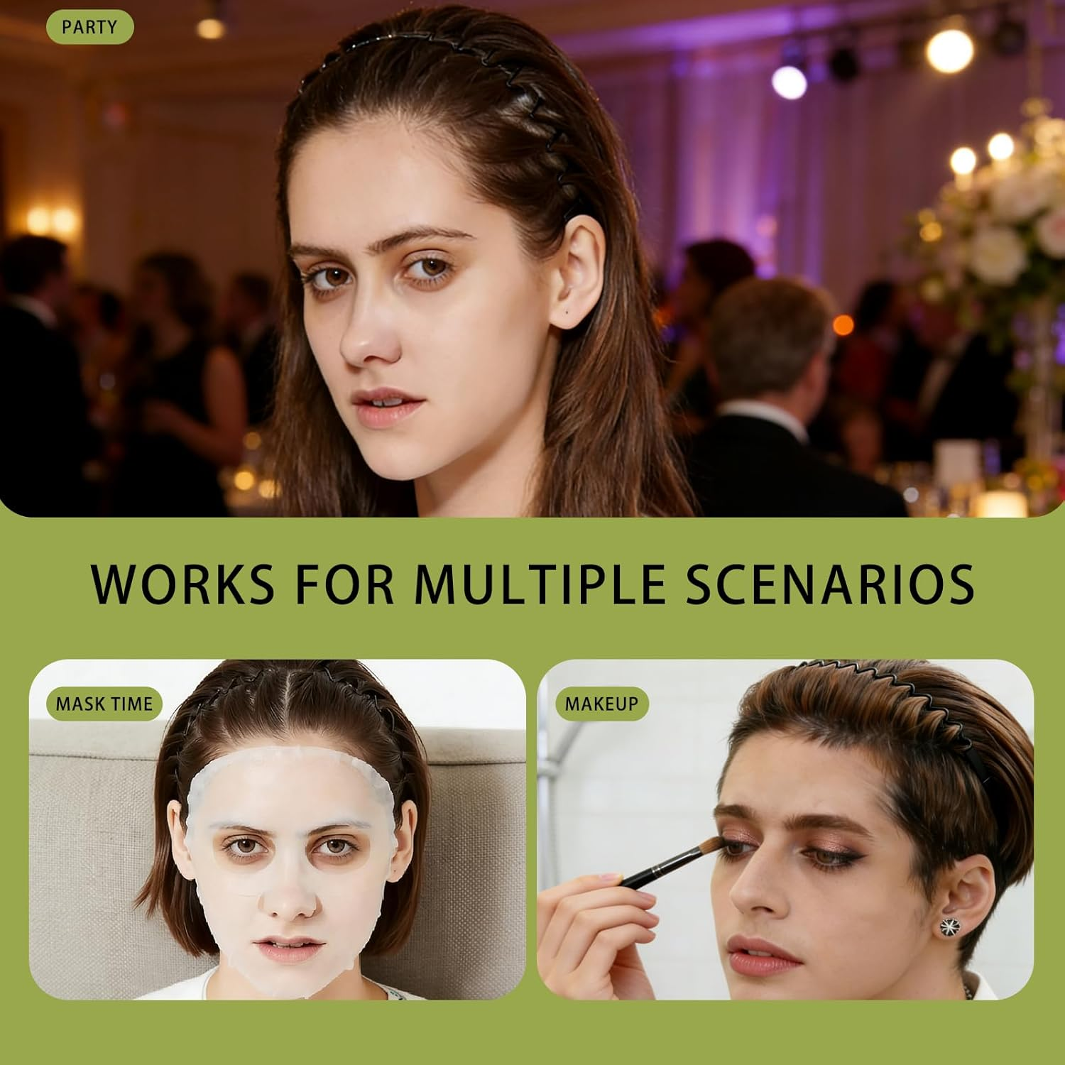 Langtaojin 4-Piece Black Metal Hairbands, Unisex Headwear for Men & Women, Including Headbands, Hair Bands and Men'S Headbands image number 2