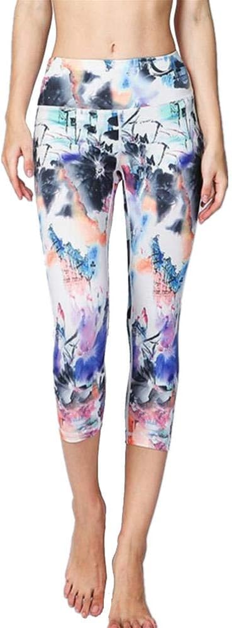 Women Yoga Pants Slim High Waist Sport Leggings Gym Elastic Romantic Printed Long Tights for Running Fitness Tummy Control image number 2