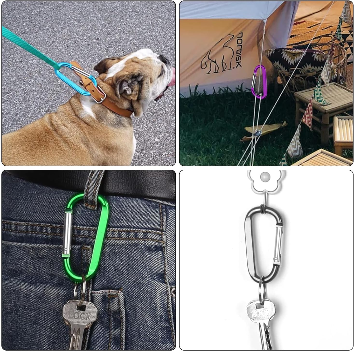 7 Pack 3"/76MM Aluminum Carabiner Clips D Ring Shape Carabiner Keychain Spring Snap Hook with 7 Key Rings for Outdoor, Camping, Hiking, Fishing, Home RV, Traveling image number 5