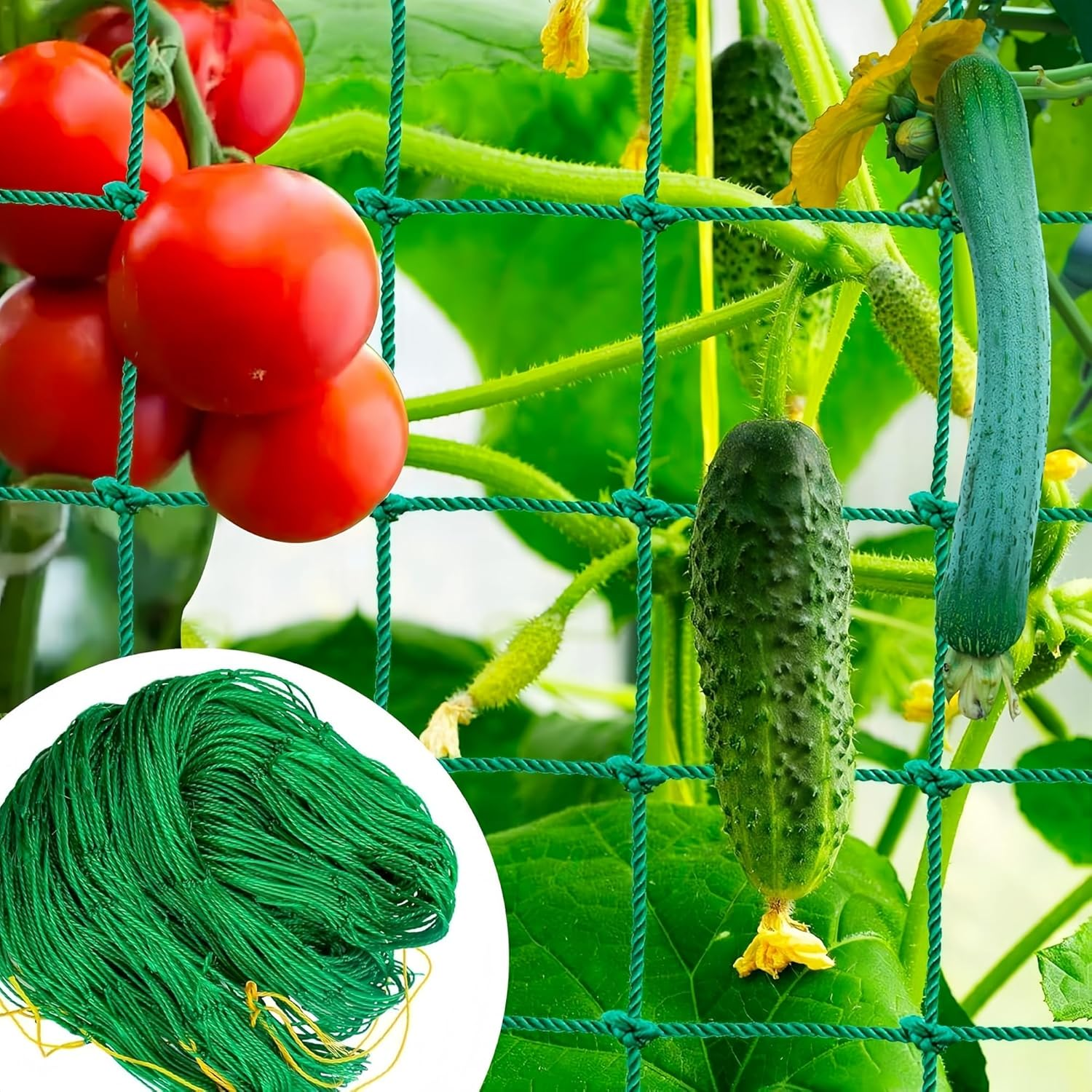 Trellis Netting for Climbing Plants,Heavy Duty 6.6X16.4Ft Garden Trellis Net - 27 Strands & 4X4In Mesh for Cucumbers, Vines, Tomatoes, Fruits & Vegetables | Durable Support for Climbing/Vining Plants image number 1