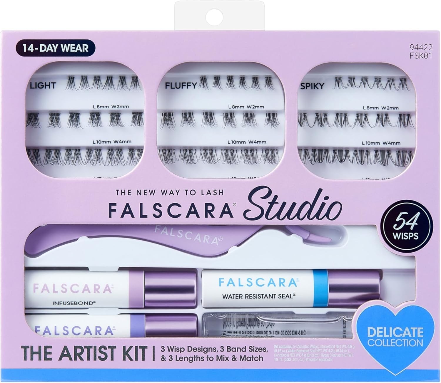 FALSCARA STUDIO Lash Extension Kit, 54 Stackable Lash Clusters, Light Volume, 8Mm-12Mm, &lsquo;Delicate&rsquo;, False Eyelashes, Infusebond, Water-Resistant Seal, Bondboost, Hydro Cleanser, Applicator image number 5