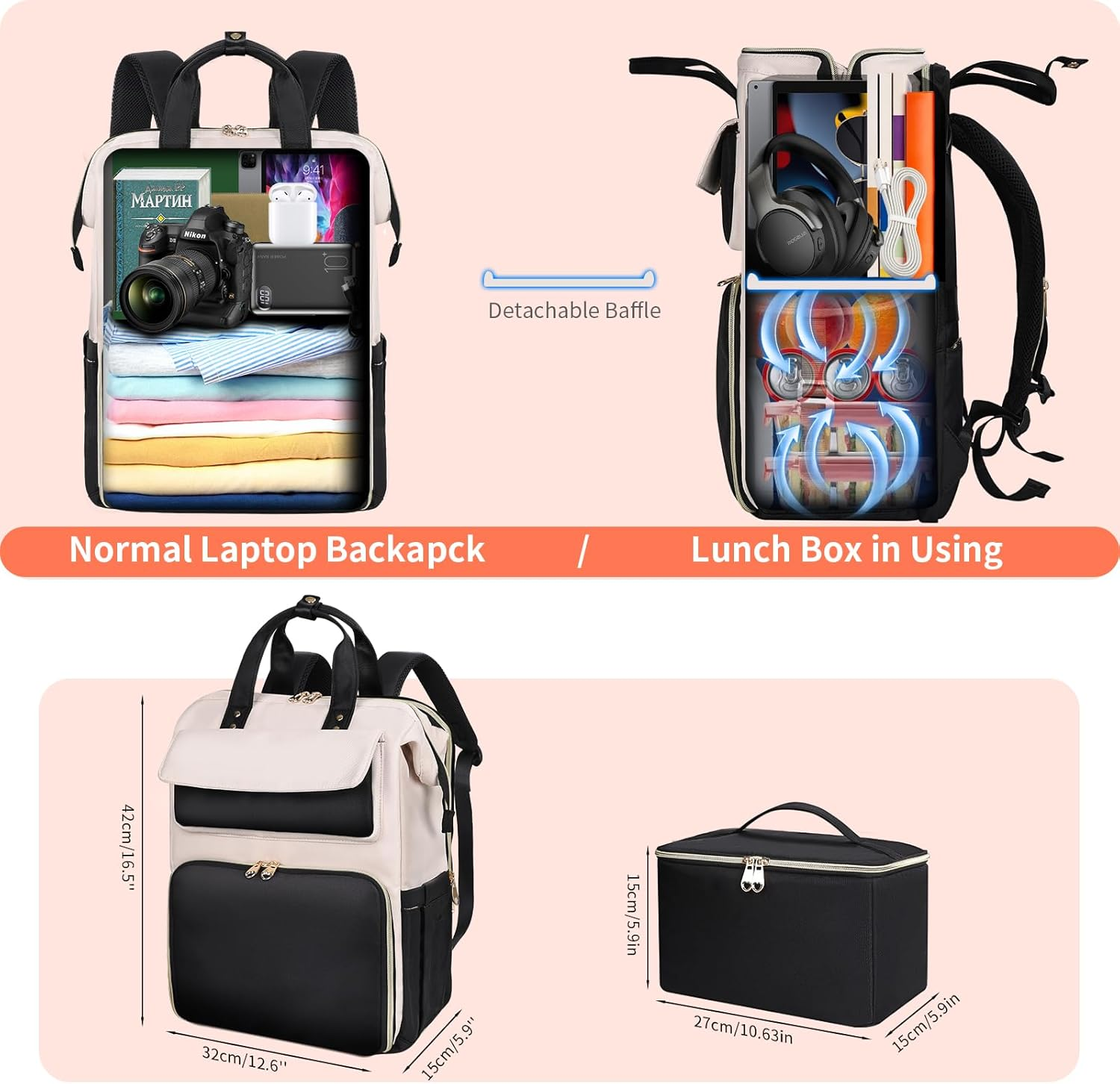 BERTASCHE Lunch Backpack for Women image number 7