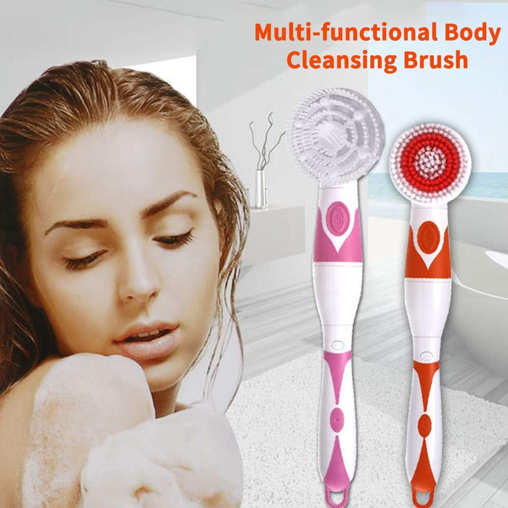 Staright 4 in 1 Waterproof Electric Bath Brush Multi-Functional Body Cleansing Brush Back Massage Scrubber with 4 Brush Heads Shower Brush with Long Handle image number 6