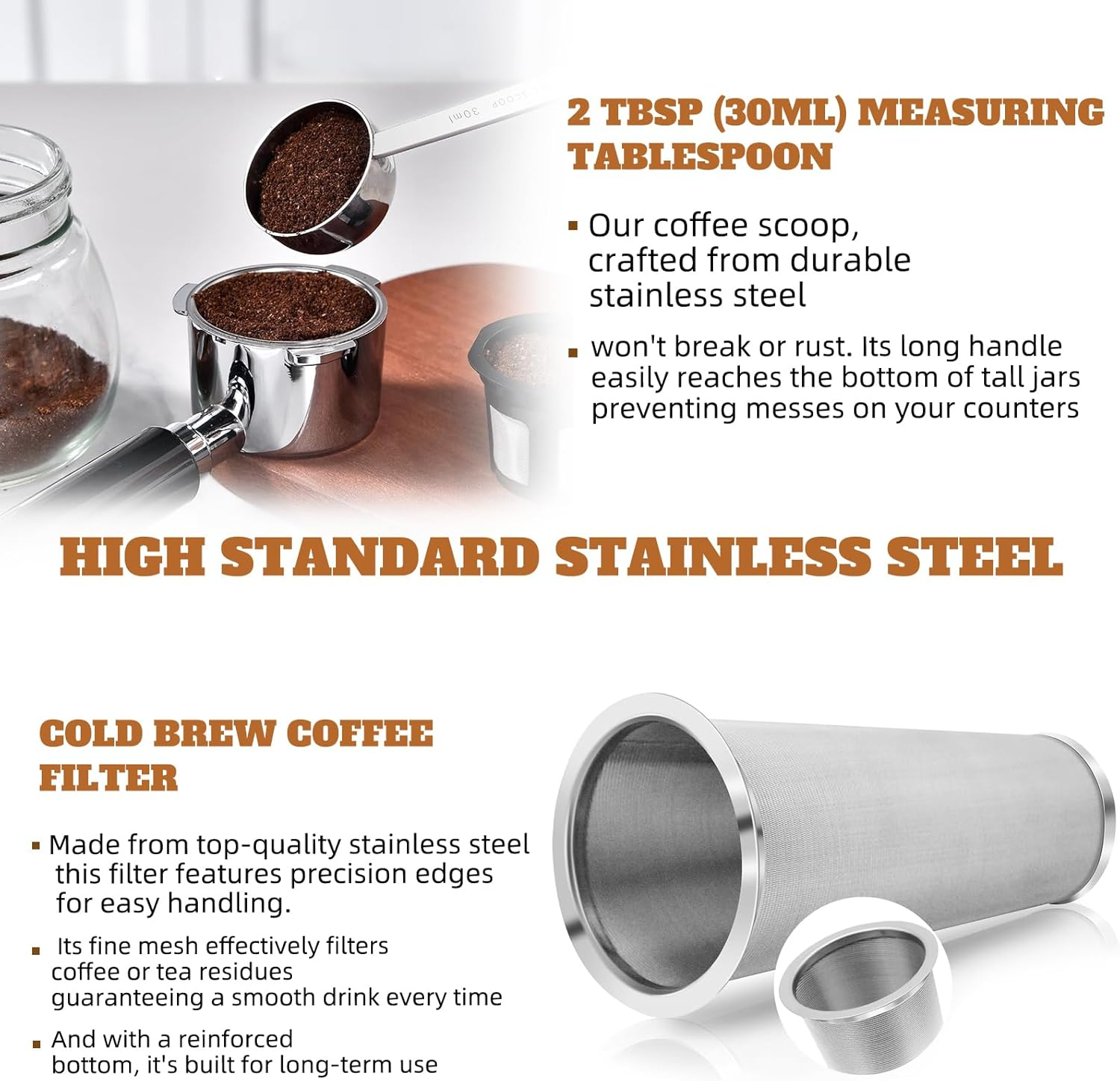 Cnsndqedke Cold Brew Coffee Maker, 32 Oz Wide Mouth Mason Jar Pitcher with Stainless Steel Filter, Pour Spout Handle Lid, Heavy Duty Glass Airtight & Leak-Proof Pitcher for Iced Coffee & Tea Lemonade