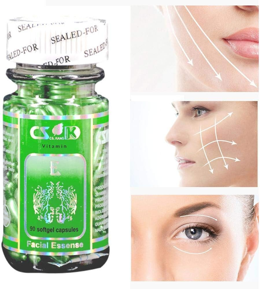 90 Pcs/Box Vitamin E Capsules Face Serum Face Facial Essence Spot Acne Removing anti Ageing Wrinkles Moisturizing Nutrition Whitening Brightening Freckle Serum Women image number 2