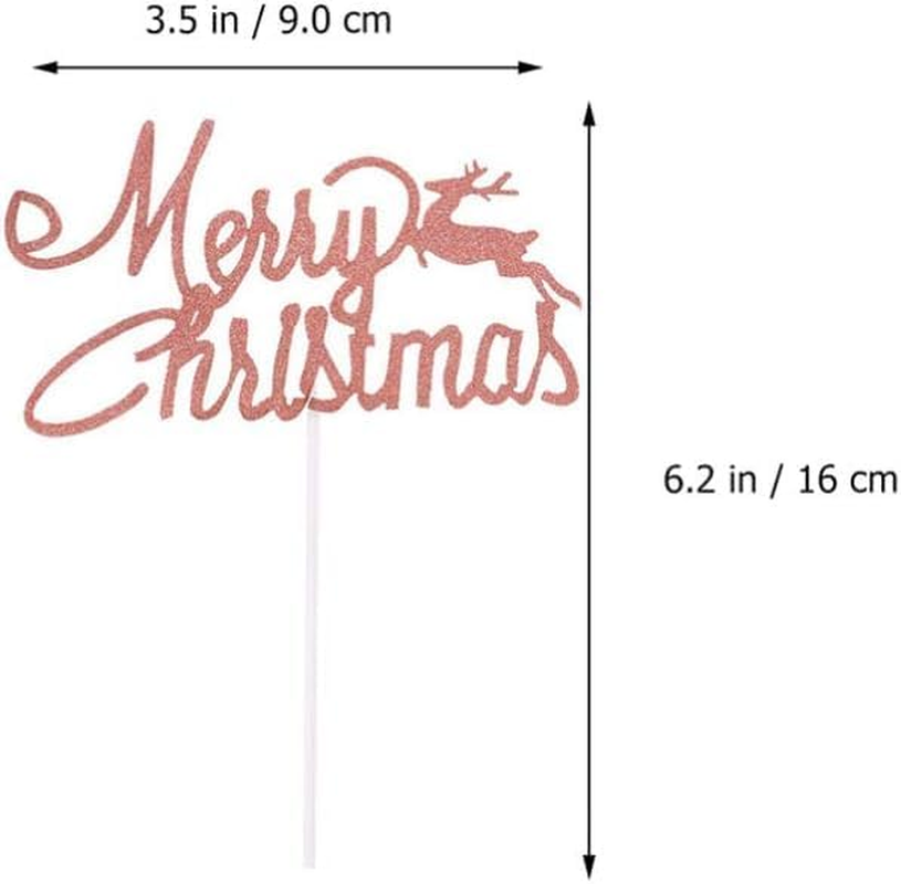 24Pcs Merry Christmas Cake Toppers Reindeer Xmas Cupcake Toppers Christmas Cake Decorations Holiday Party Supplies (Gold Rose Gold Silver) image number 6