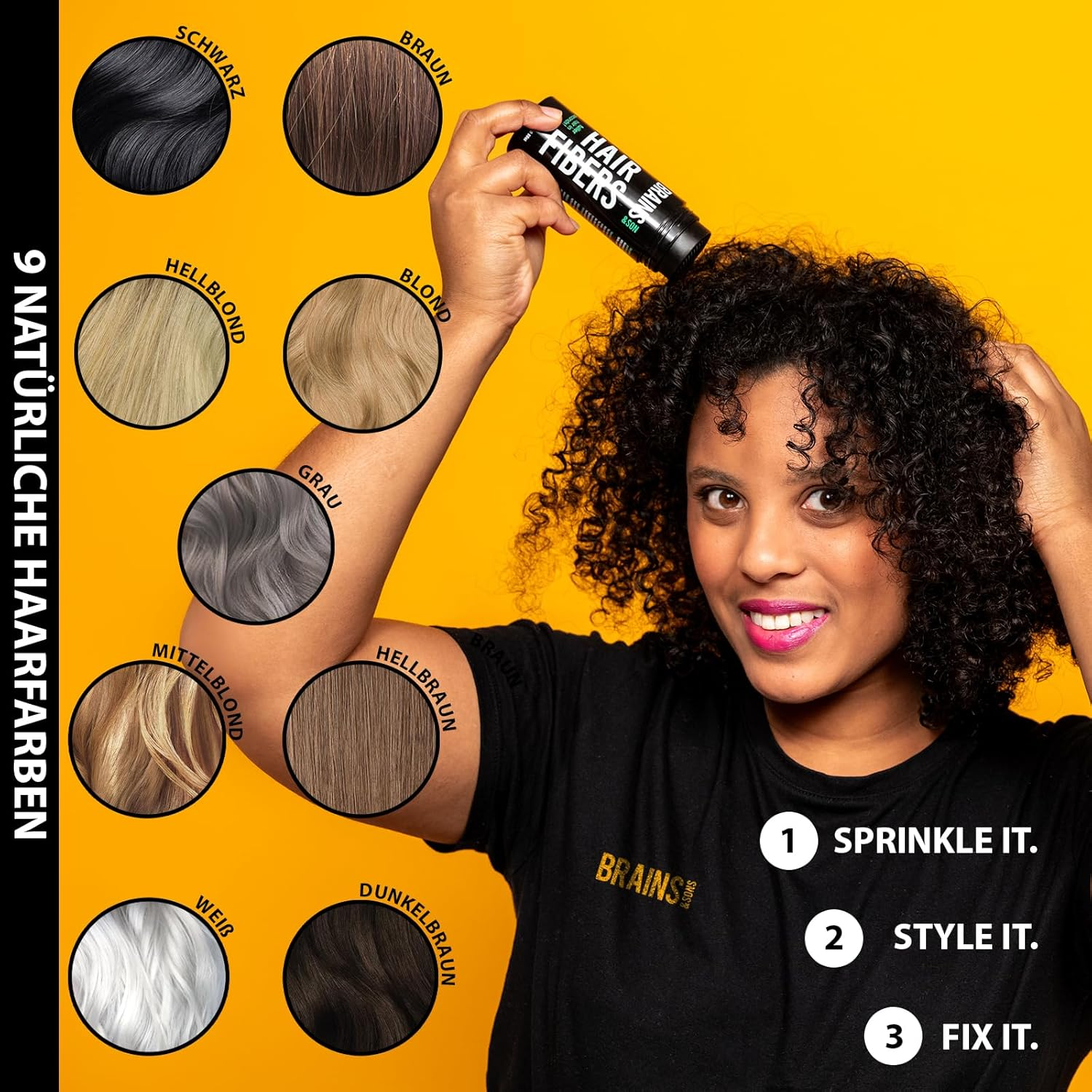 Brains & Sons Hair Fiber - Premium Hair Thickener &ndash; Immediately Conceals Receding Hairlines, Hair Loss, Balding Areas and Thinning Hair &ndash; Undetectable Keratin Fibers - Hair Powder | 25G (DARK BROWN)