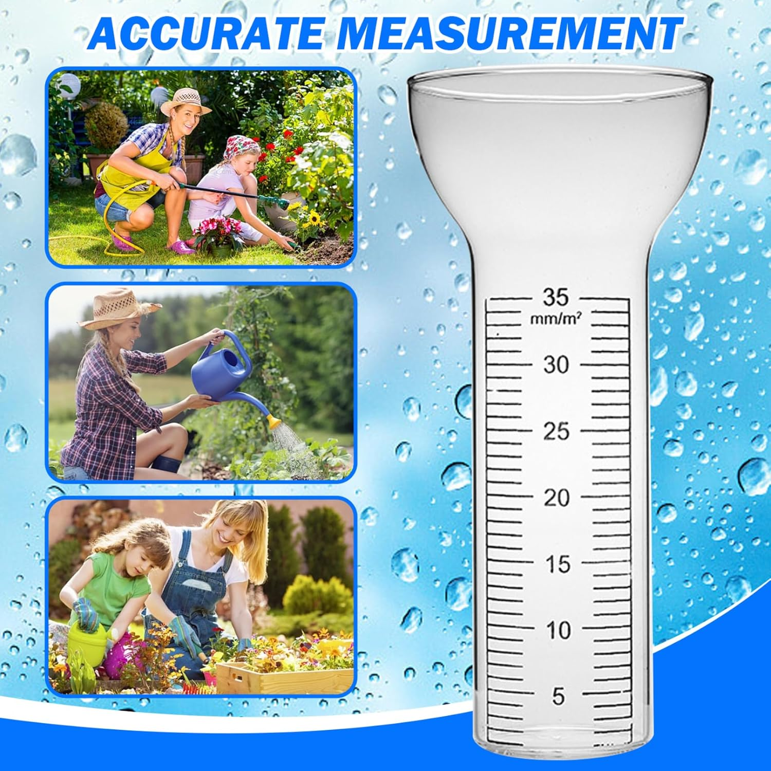 Rain Gauge Replacement Tube, 2Pcs 35Mm Glass Rain Gauge Tube with Clear Marks, Freeze Proof Rain Gauges Tube for Yard, Garden