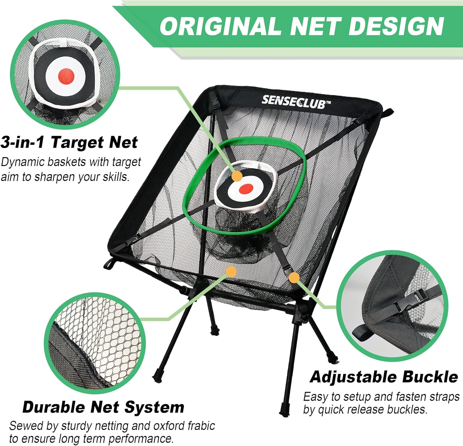 SENSECLUB Golf Chipping Net & Green, Backyard Practice Net with Mat, Outdoor Target with Balls, Funny Golf Games & Gifts image number 2