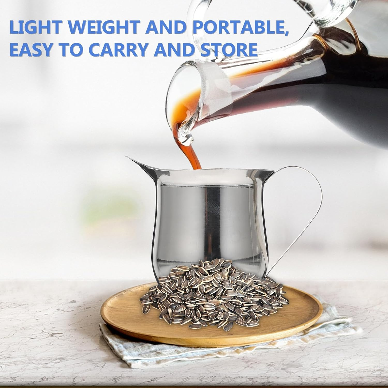 Stainless Steel Milk Frothing Pitcher 60Ml Coffee Creamer Cup for Espresso Machine Accessories Multifunctional Syrup and Sauce Pouring Jug for Cafe Use