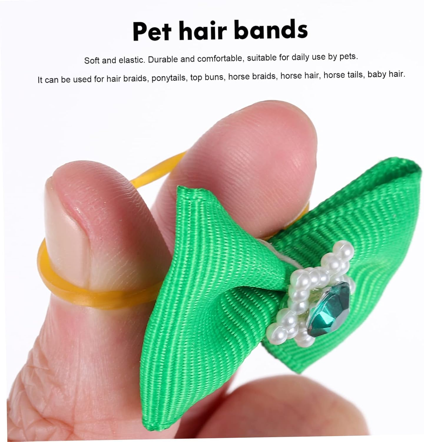 Kisangel 50Pcs Multicolor Dog Bows with Rubber Bands for Dogs and Cats Comfortable Elastic Hair Accessories for Pet Grooming and Decoration