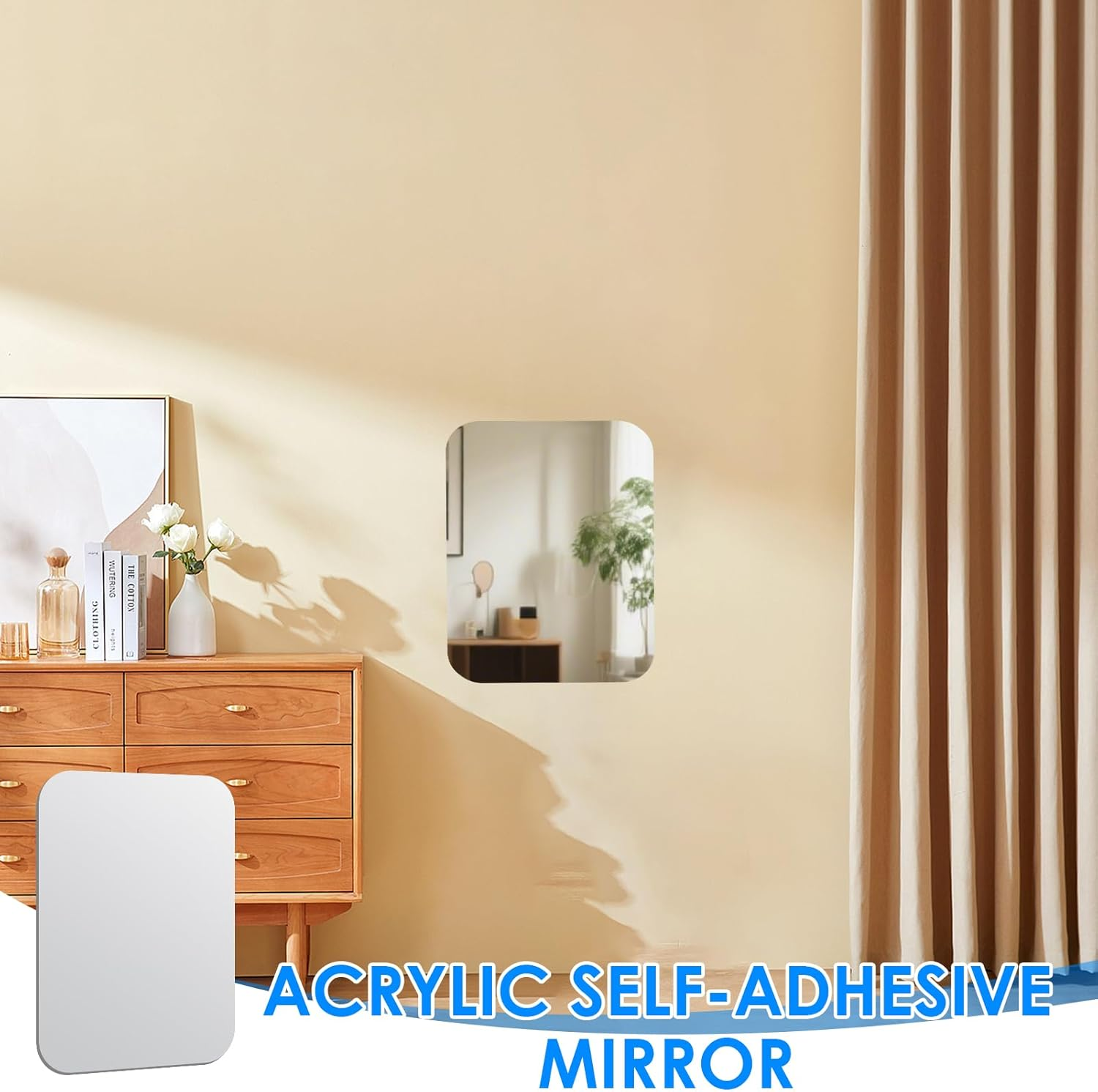Large 30X20Cm Acrylic Shower Mirror, Fogless Bathroom Mirror with Adhesive Hook Shatter-Resistant Wall Mirror for Shaving & Makeup, Square Stick on Mirror anti Fog image number 5