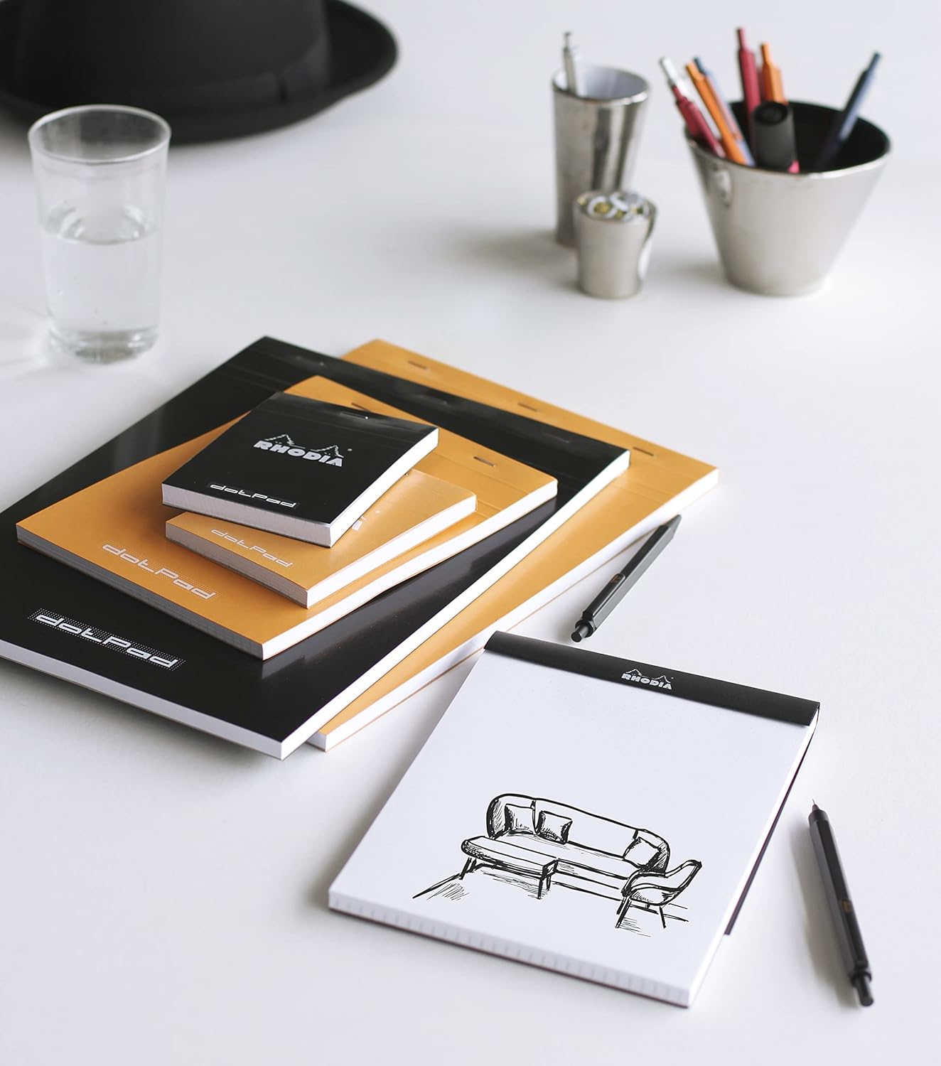 RHODIA 12558C - Dot Pad Stapled Notepad N&deg;12 Orange - 8.5X12 Cm - Dot Dotted - 80 Detachable Sheets - 80G Clairefontaine Paper - Coated Card Cover - Pack of 10 Pads image number 1