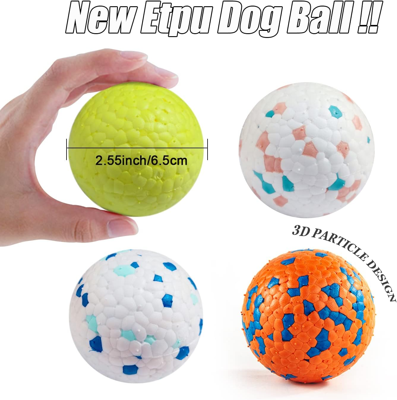 Indestructible Floating Bouncy Dog Balls for Small Breed Puppies - Lightweight, Durable, Odourless - 2.5" (4 Pack) image number 1