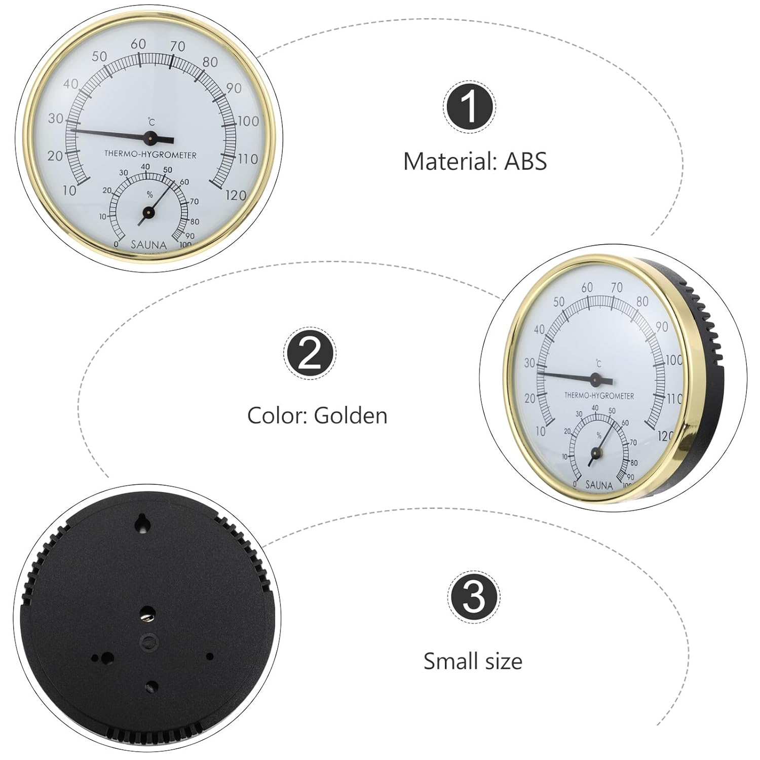 Totority Practical Sauna Hygrothermograph Small Analog Thermometer Hygrometer with Design for Accurate Indoor Temperature and Humidity Monitoring in Sauna Rooms image number 6