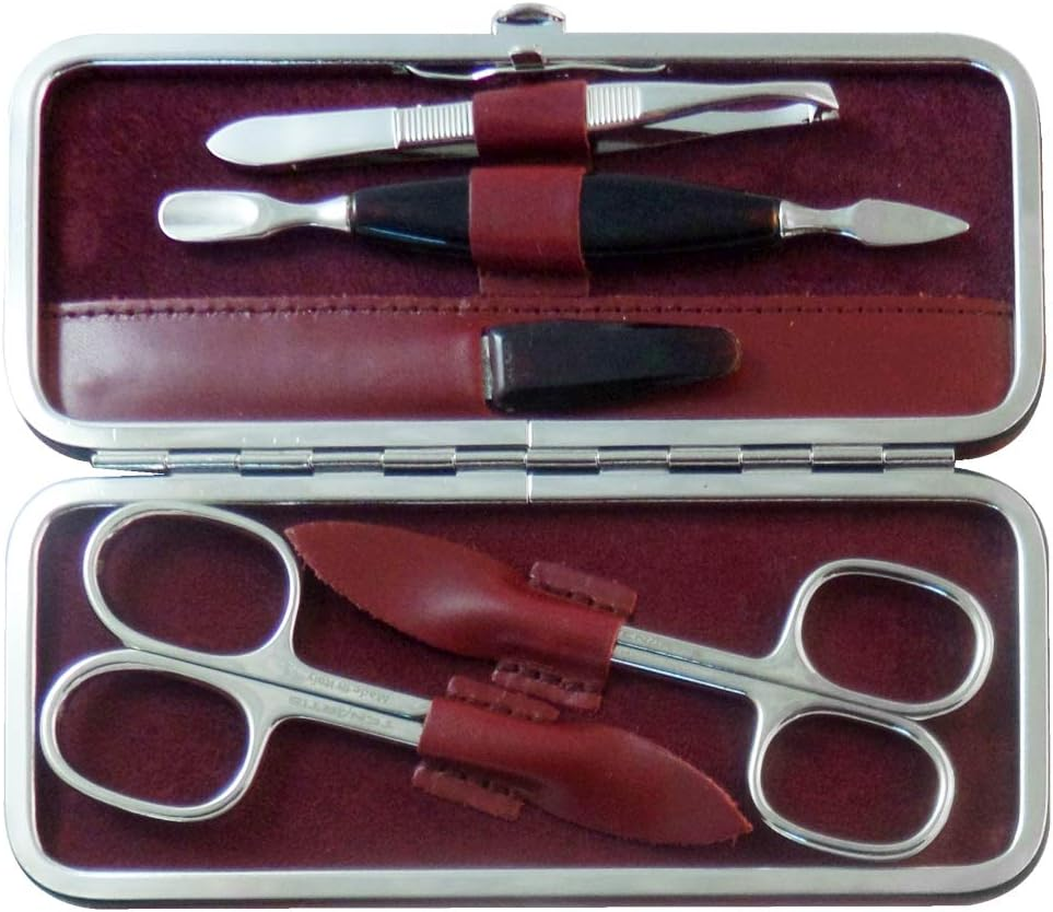 Tenartis 326 5-Piece Manicure Case Genuine Leather Bordeaux Nappa - Black Nappa image number 2