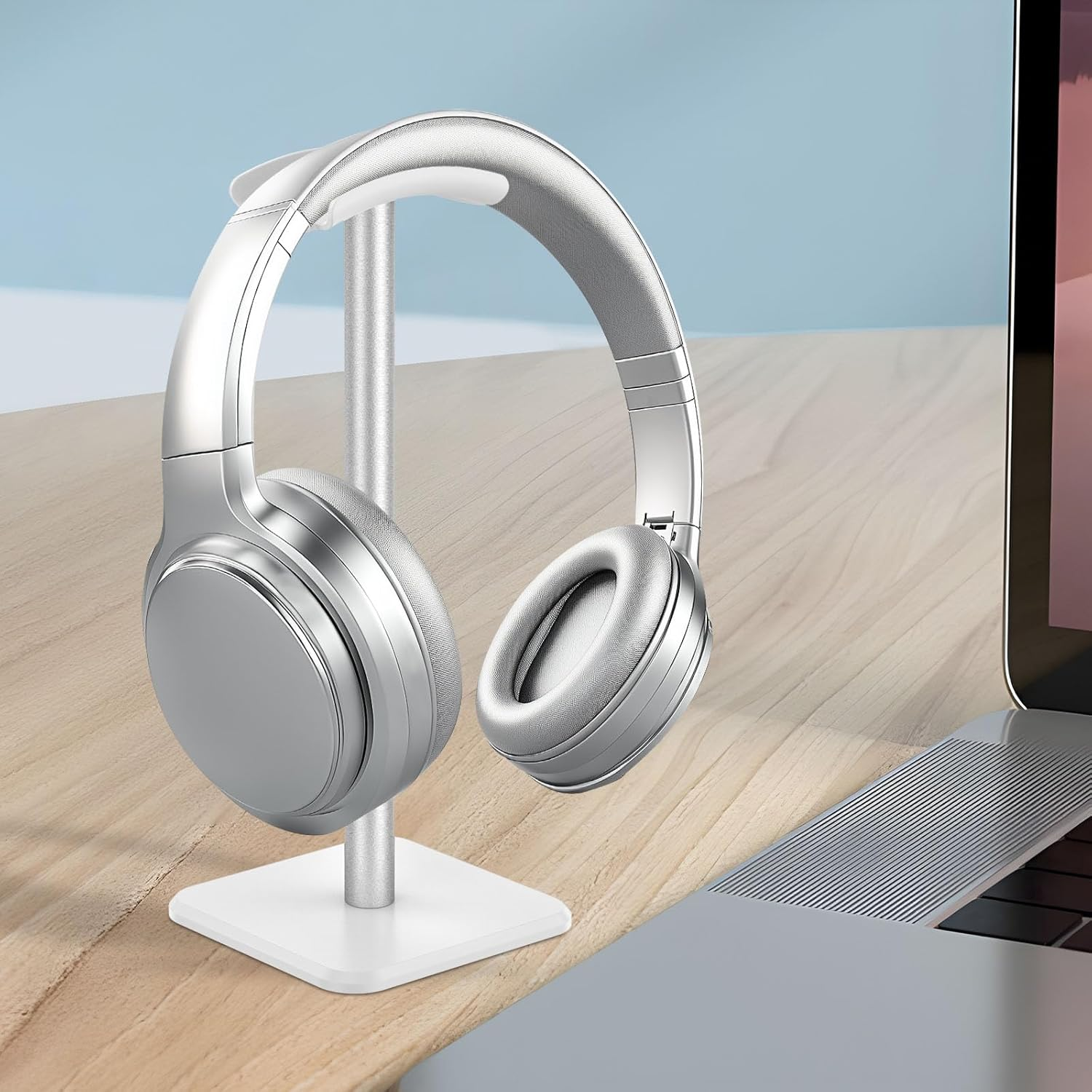Hnvdkln Headphone Stand Detachable Headset Stand Universal Headphone Holder Space Saving Earphone Stand for Desk for Most Wired and Wireless Headphones (White) image number 1