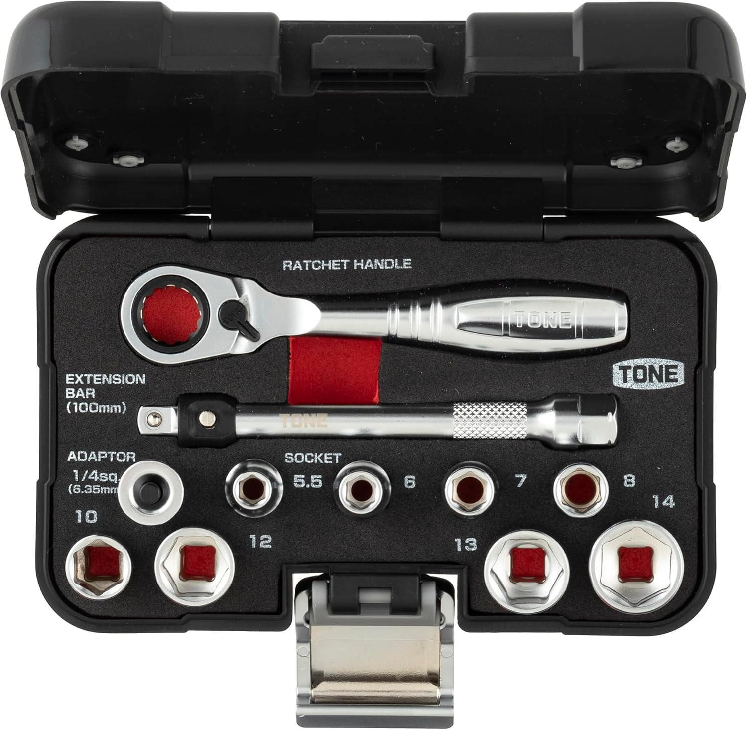 Tone N-S1183SSP Socket Wrench Set, 0.25 Inches (6.35 Mm) (1/4 Inch), Black, Contents: 11 Pieces image number 5